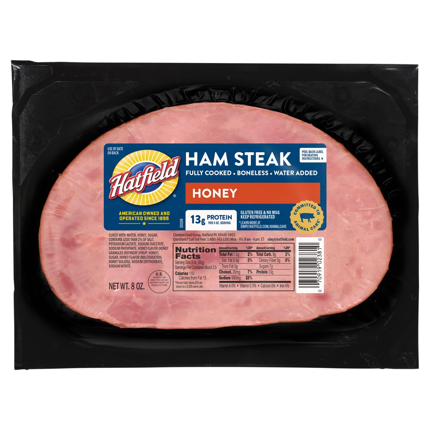 Hatfield Honey Ham Steak, 8 oz Image 1 of 5