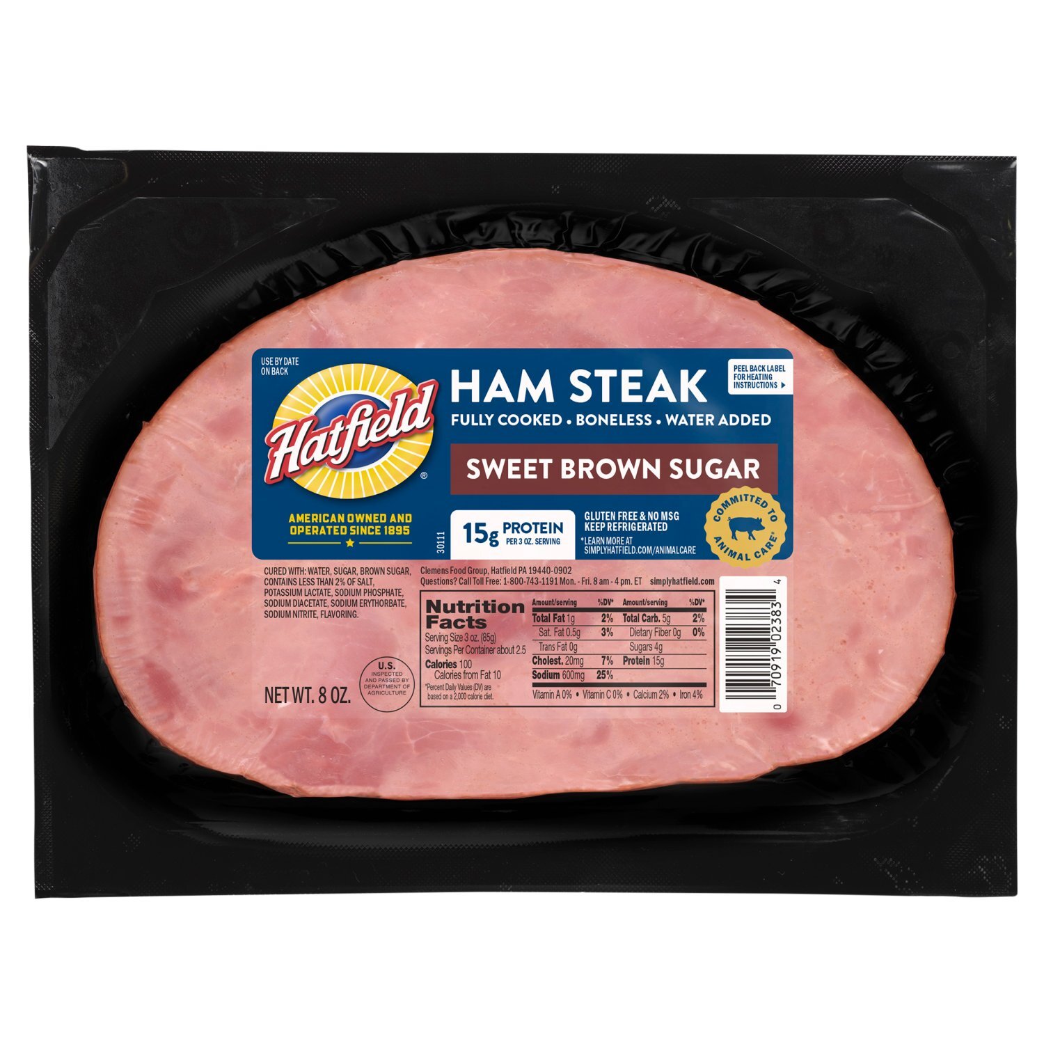 Hatfield Sweet Brown Sugar Ham Steak, 8 oz Image 1 of 4