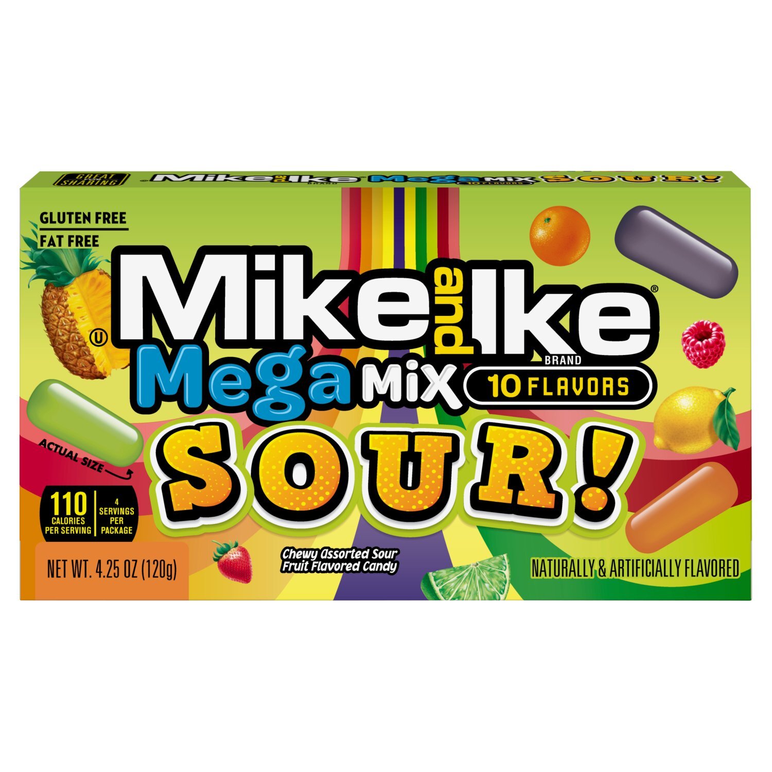 Mike and Ike Mega Mix Sour! Chewy Assorted Sour Fruit Flavored