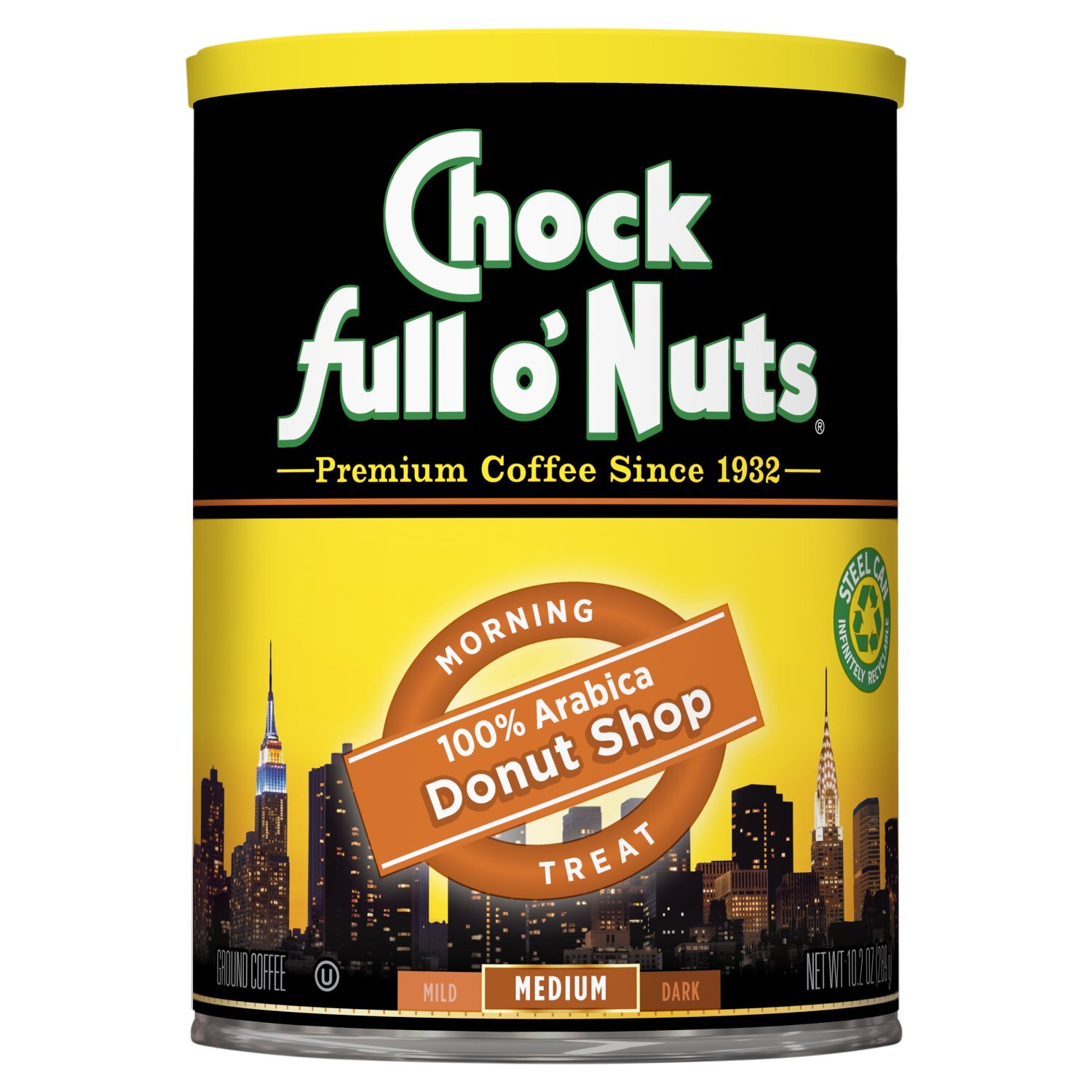 Chock full o'Nuts Medium 100% Arabica Donut Shop Ground Coffee, 10.2 oz