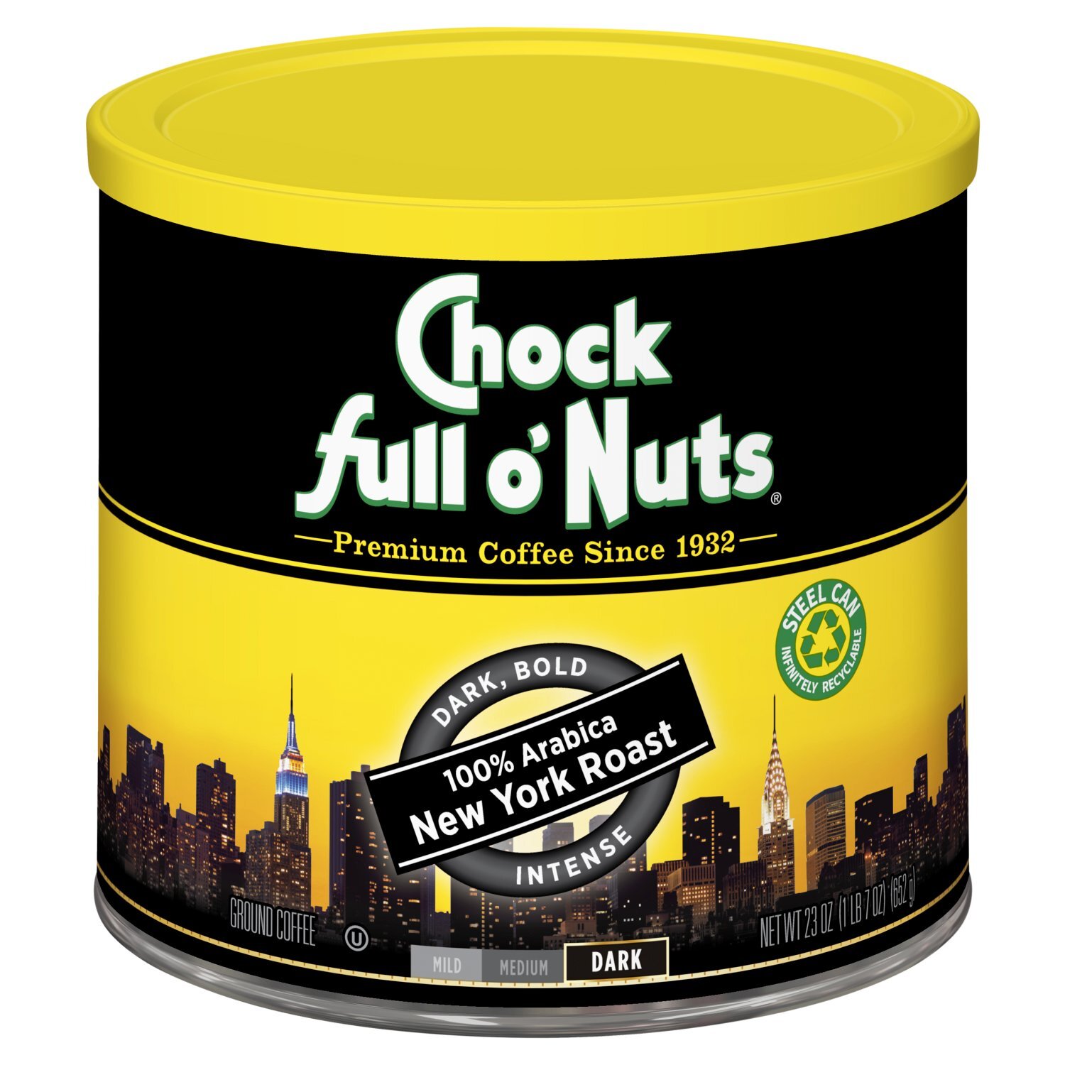 Chock full o'Nuts Dark 100% Arabica New York Roast Ground Coffee, 23 oz