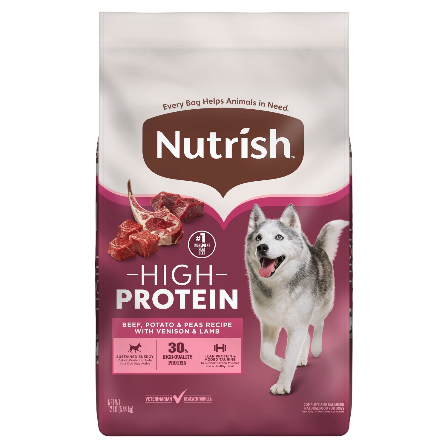 Nutrish High Protein Complete and Balanced Natural Food for Adult Dogs, 12 lb Image 1 of 6