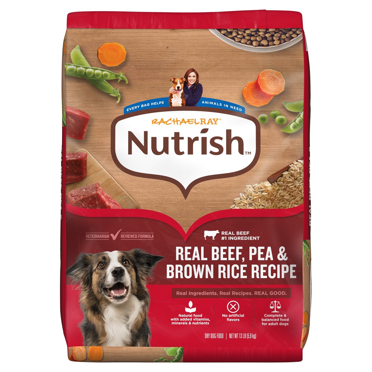 Rachael Ray Nutrish Real Beef, Pea & Brown Rice Recipe Dry Dog Food, 13 lb Image 1 of 6