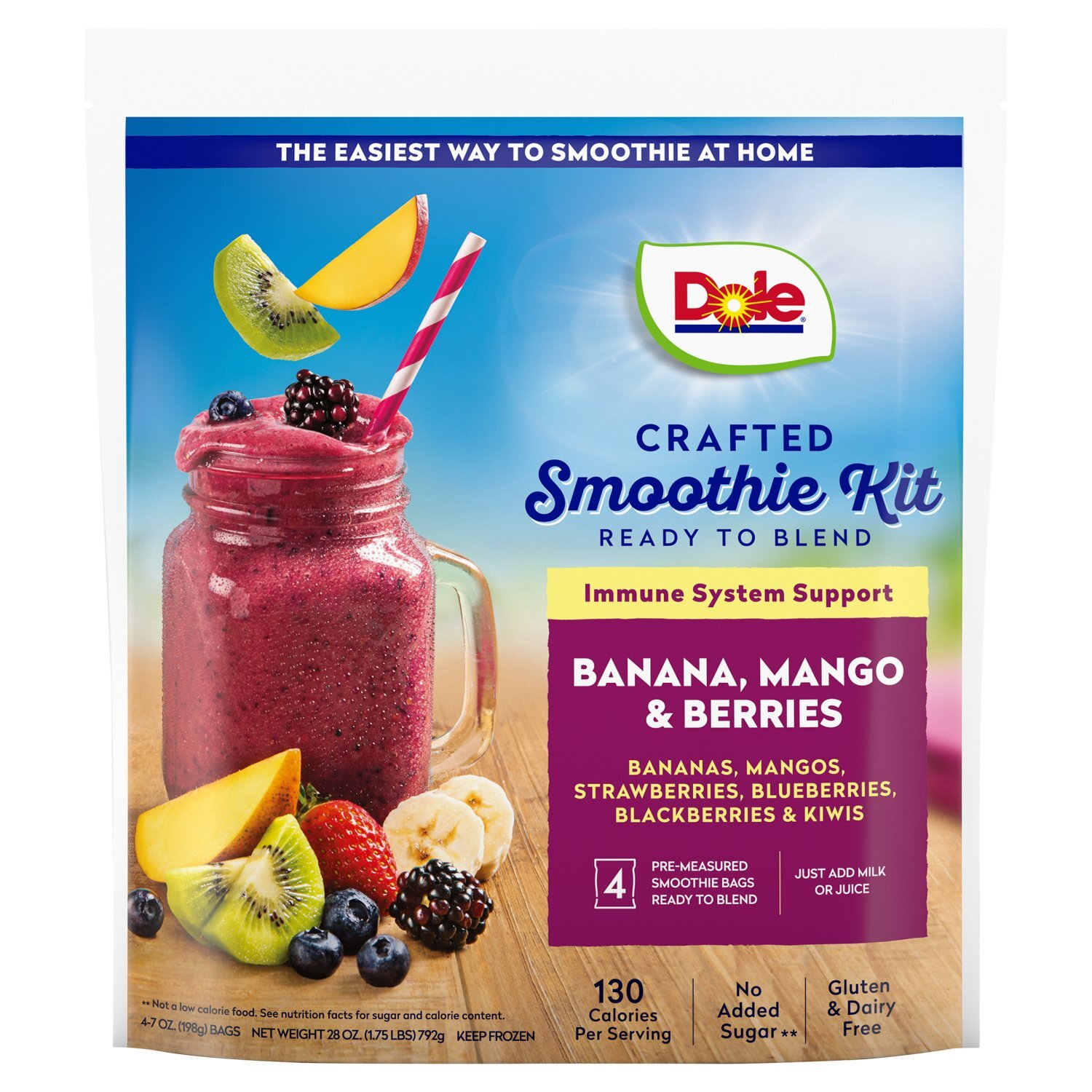 Dole Banana, Mango & Berries Smoothie Kit, 7 oz, 4 count - The