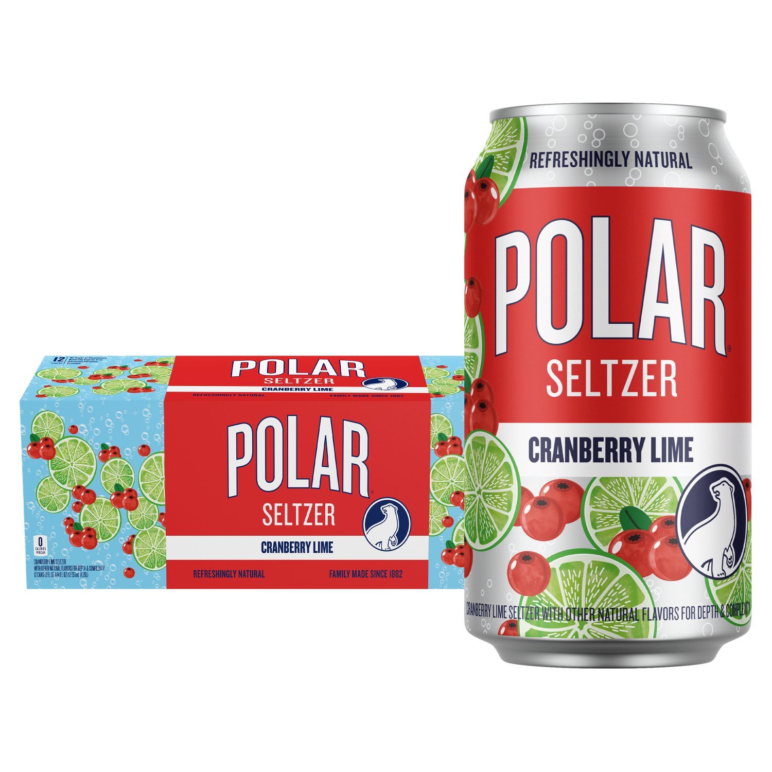 Polar Premium Cranberry Lime Seltzer, 12 fl oz, 12 count Image 1 of 11