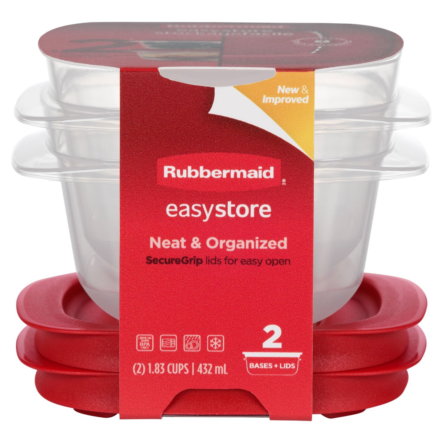 Rubbermaid EasyStore 1.83 Cups Container, 2 count