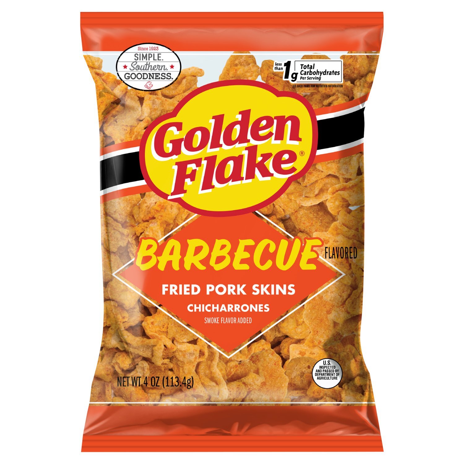 Golden Flake Barbecue Flavored Chicharrones Fried Pork Skins, 4 oz Image 1 of 6