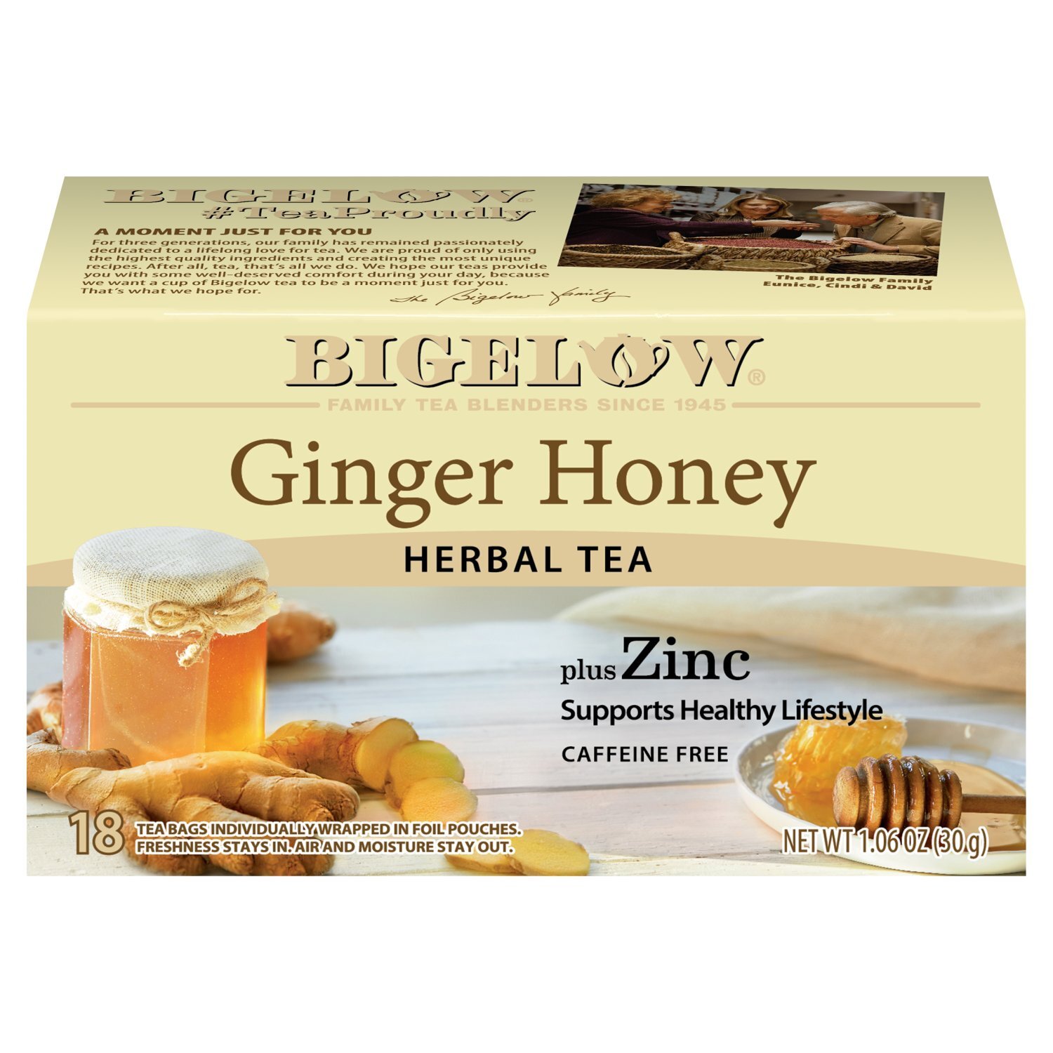 Bigelow Ginger Honey Herbal Tea Bags, 18 count, 1.06 oz - Fairway