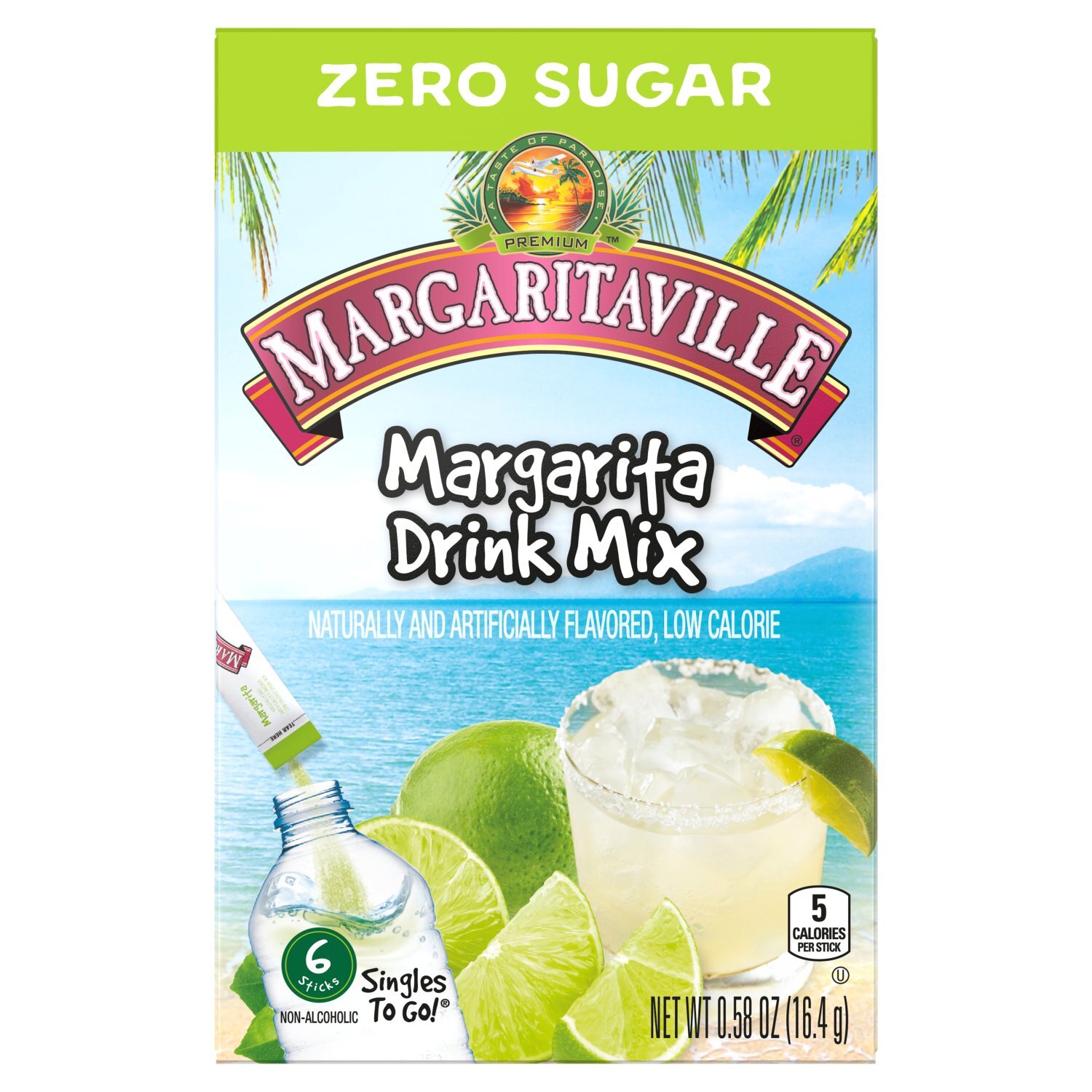 Margaritaville Zero Sugar Margarita Drink Mix, 6 count, 0.58 oz
