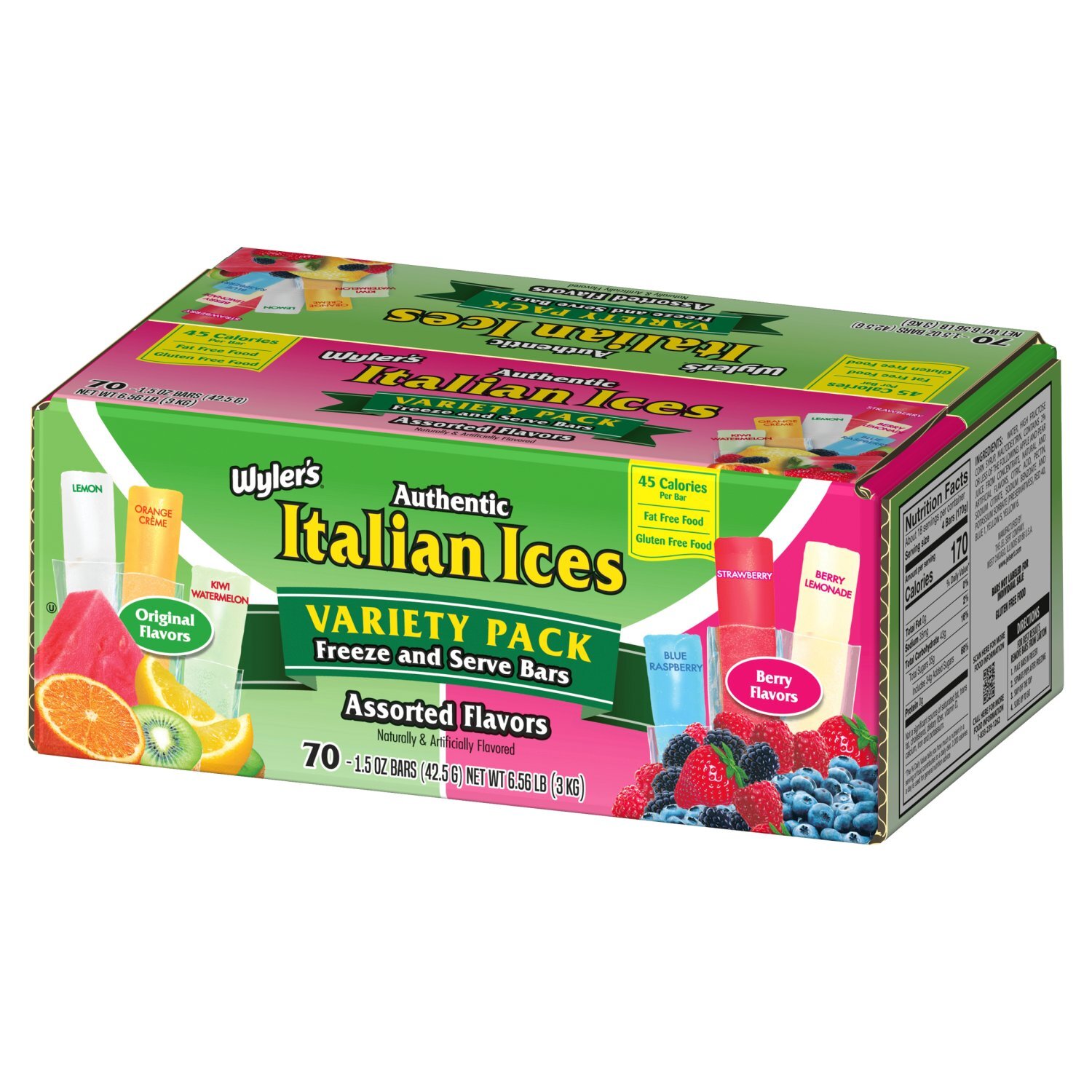 Wyler's Authentic Italian Ices Assorted Flavors Bars Variety Pack