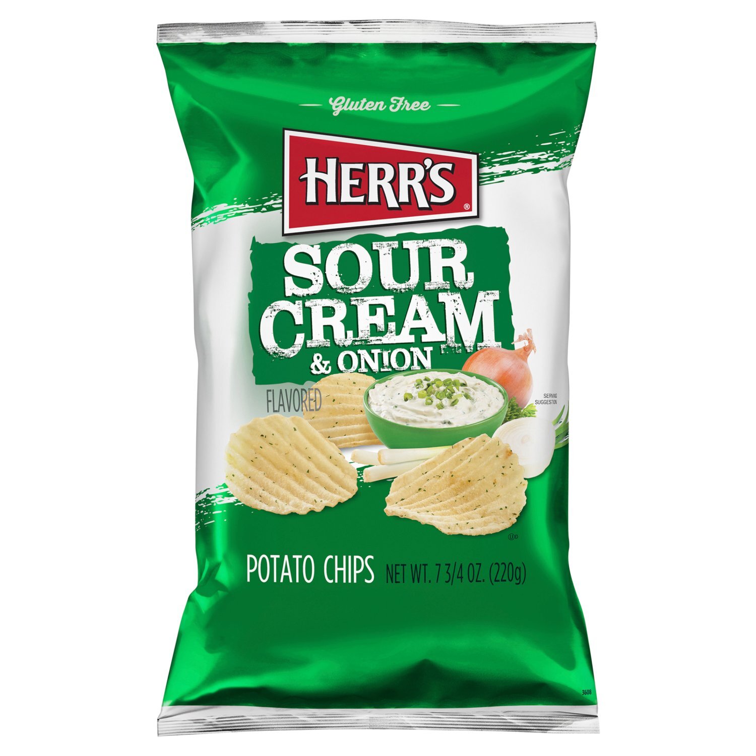 HERR'S Sour Cream & Onion Flavored Potato Chips, 7 3/4 oz Image 1 of 6
