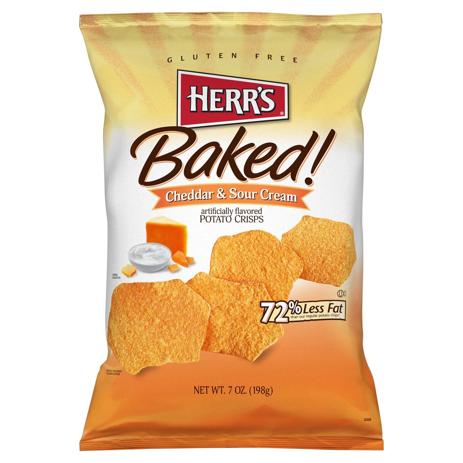 HERR'S Baked! Cheddar & Sour Cream Potato Crisps, 7 oz Image 1 of 6