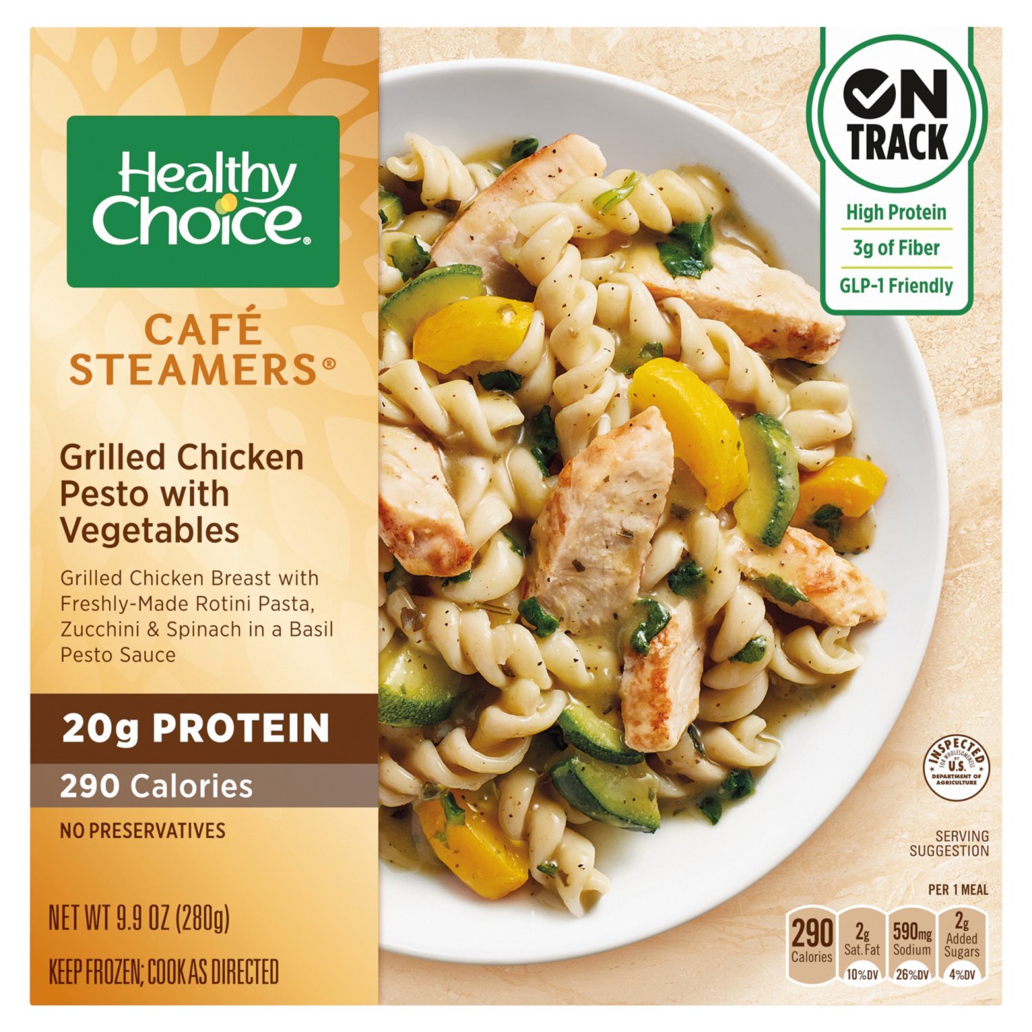 Healthy Choice Café Steamers Grilled Chicken Pesto with Vegetables, 9.9 oz Image 1 of 10