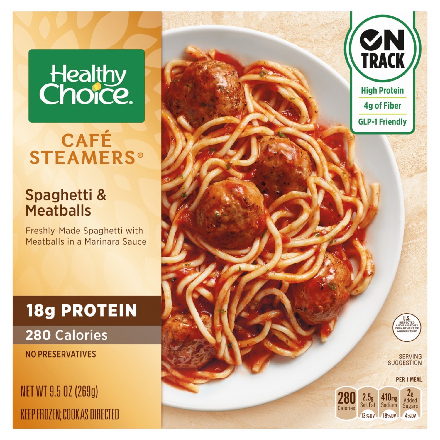 Healthy Choice Café Steamers Spaghetti & Meatballs, 9.5 oz Image 1 of 10