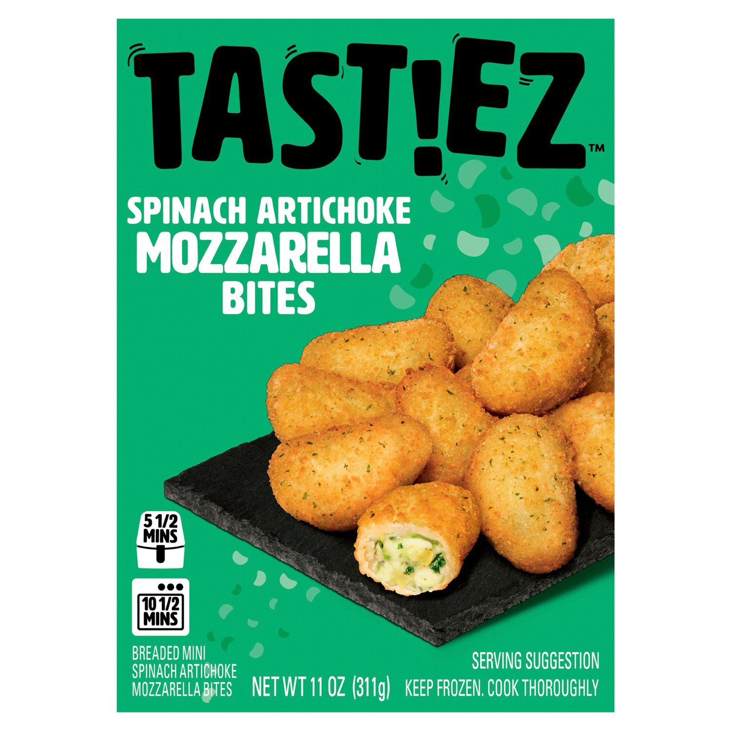 TASTIEZ Breaded Spinach Artichoke Mozzarella Bites, 11 OZ (Frozen