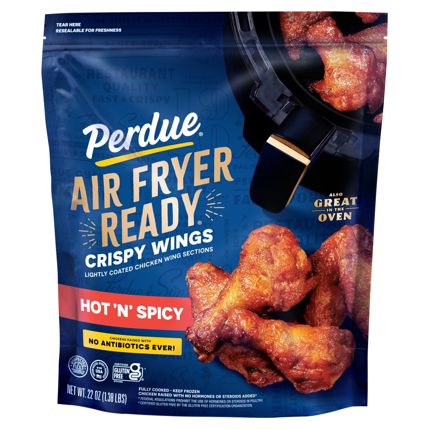 Perdue Air Fryer Ready Hot 'N Spicy Crispy Chicken Wings, 22 oz Image 1 of 5