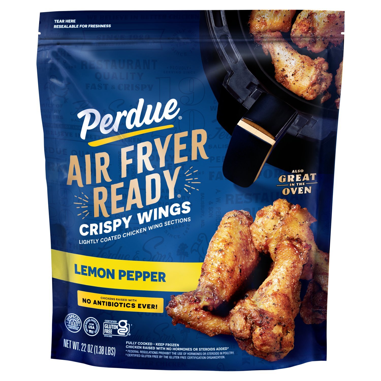 Perdue Air Fryer Ready Lemon Pepper Crispy Chicken Wings, 22 oz Image 1 of 5