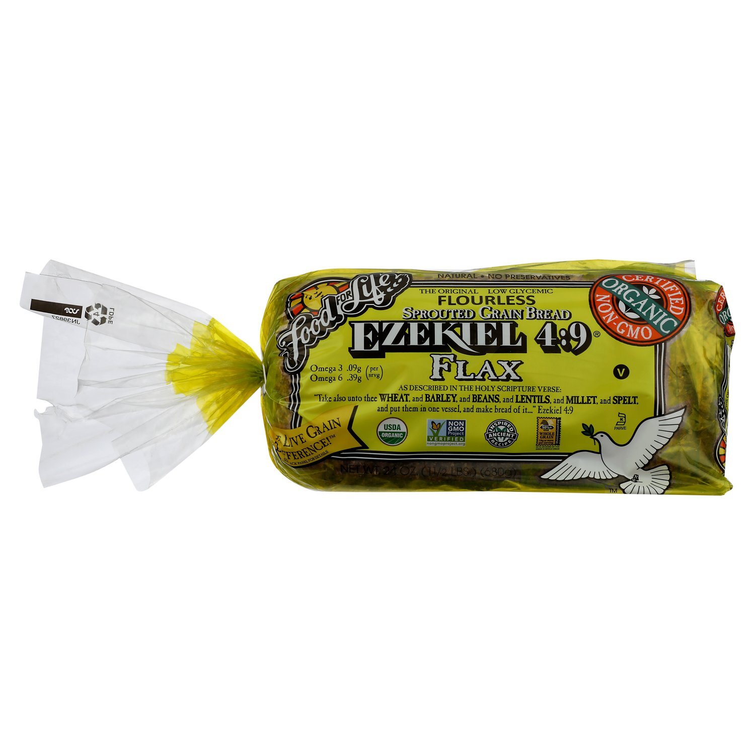Food For Life Ezekiel 4:9 Flax Flourless Sprouted Grain Bread, 24