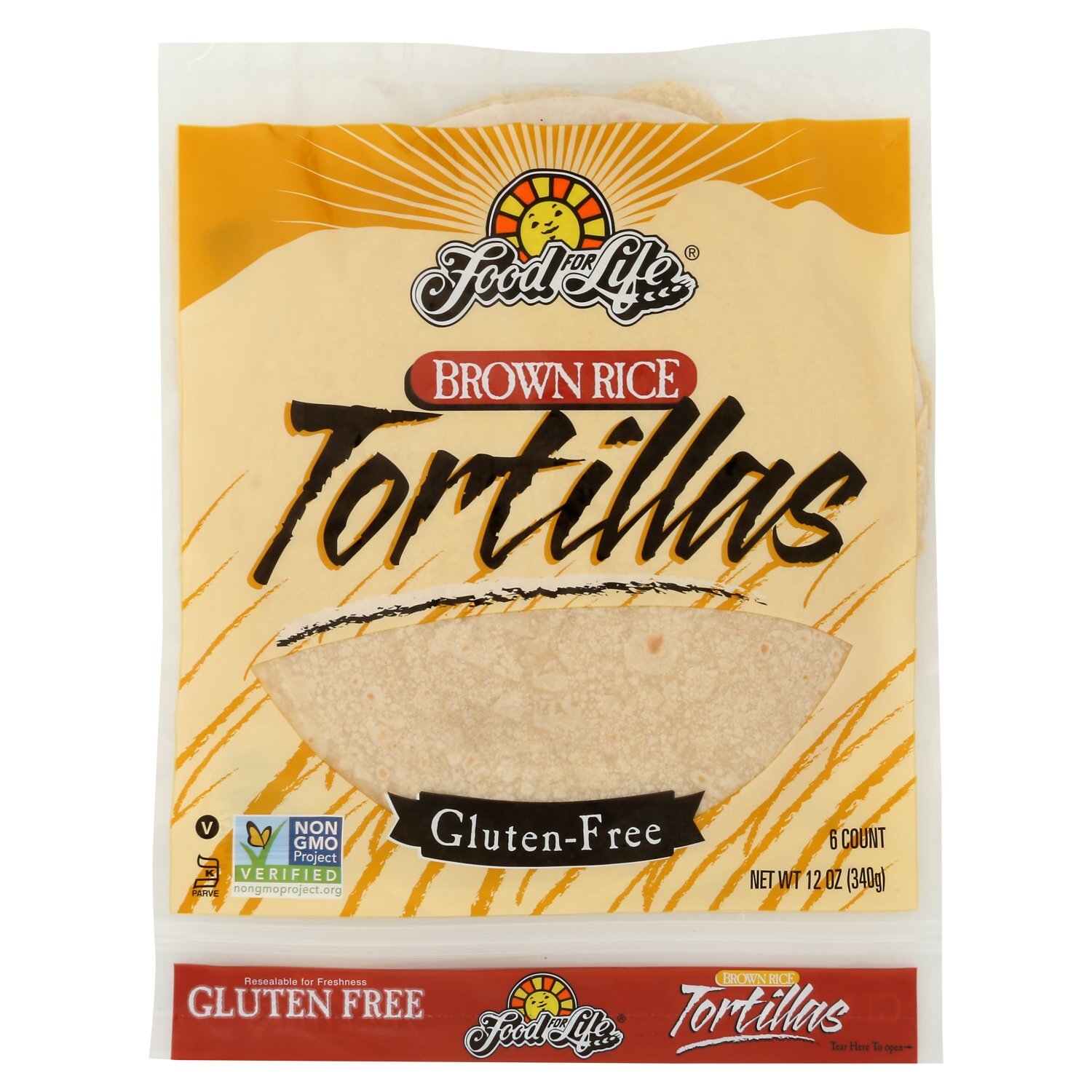 Food For Life Gluten-Free Brown Rice Tortillas, 6 count, 12 oz Image 1 of 7