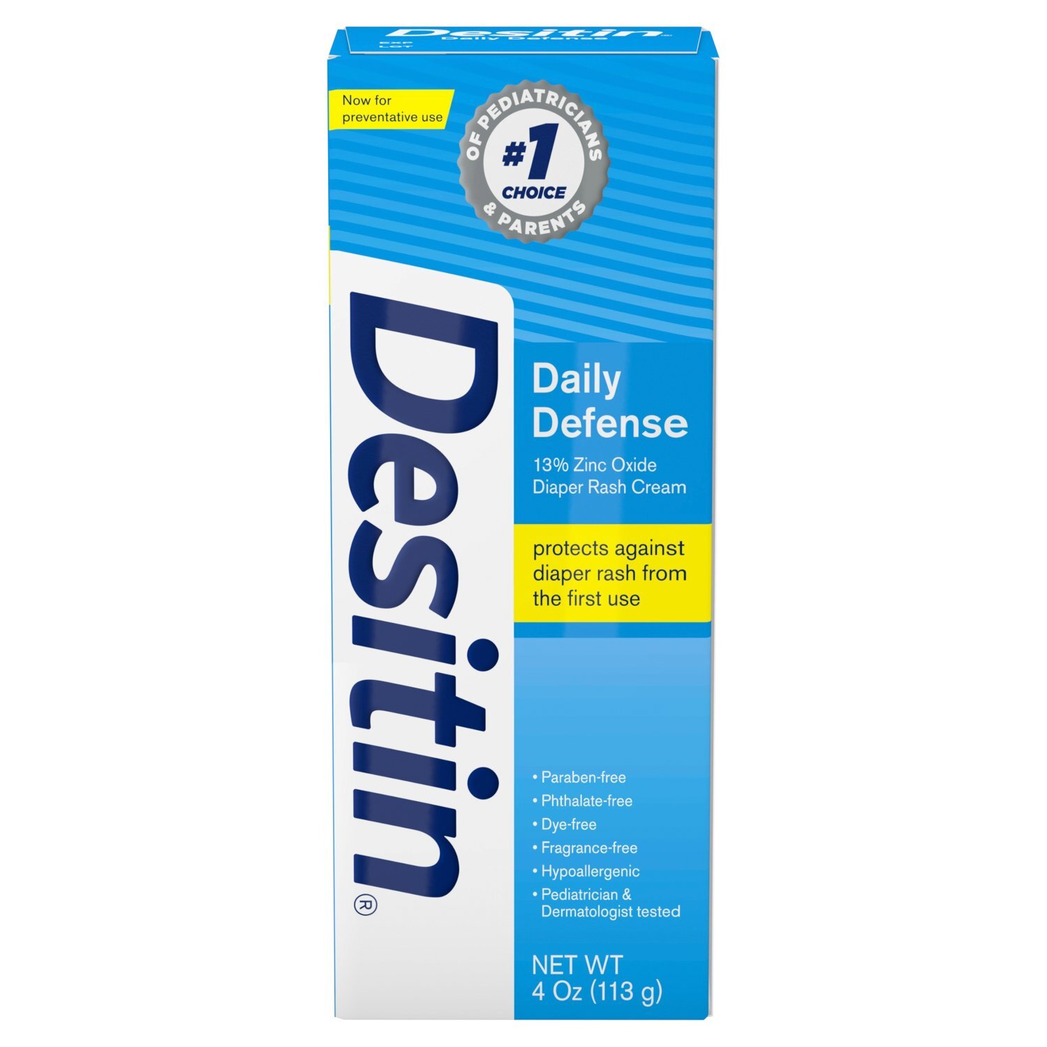 Desitin Daily Defense 13% Zinc Oxide Diaper Rash Cream, 4 oz Image 1 of 7