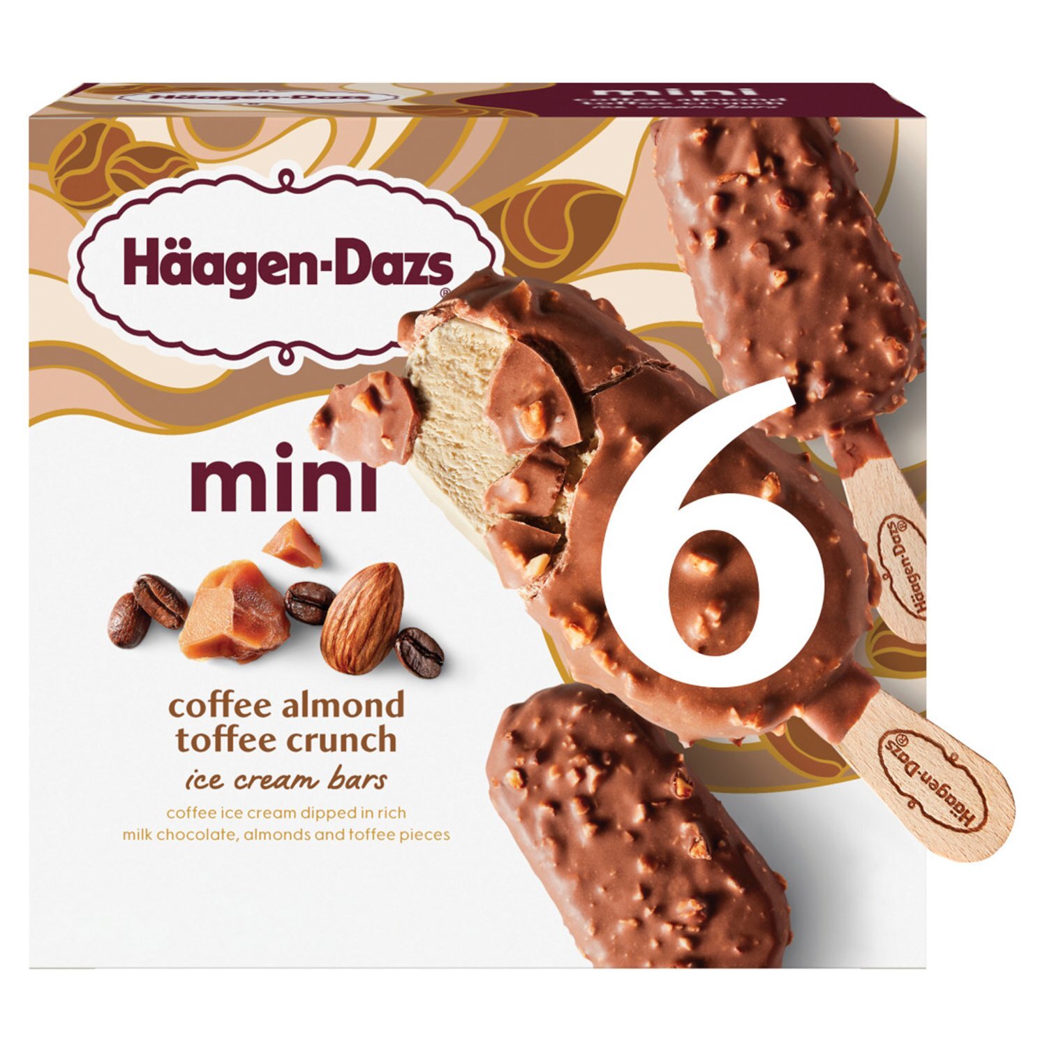 Häagen-Dazs Mini Coffee Almond Toffee Crunch Ice Cream Bars, 1.85