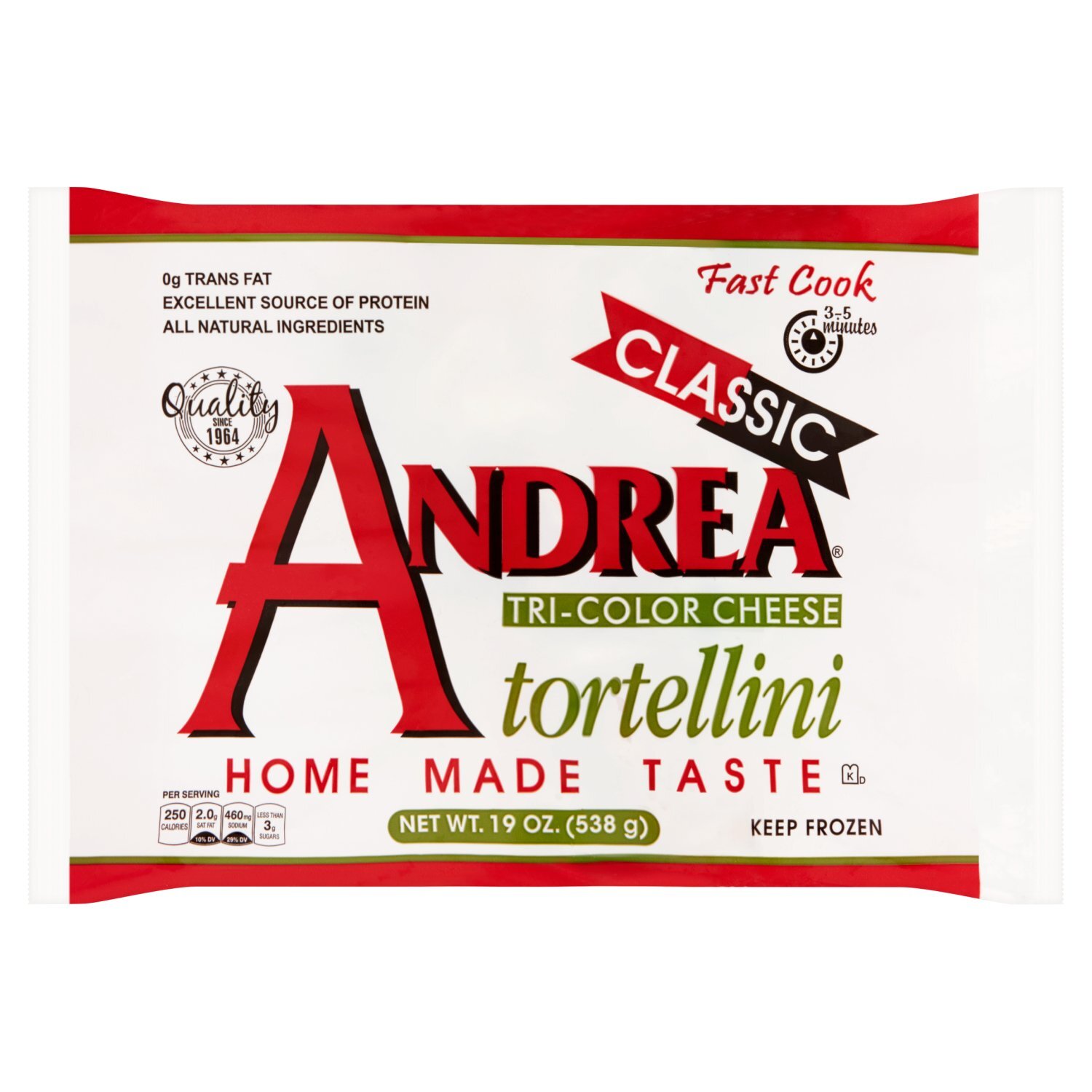 Andrea Classic Tri-Color Cheese Tortellini, 19 oz Image 1 of 5