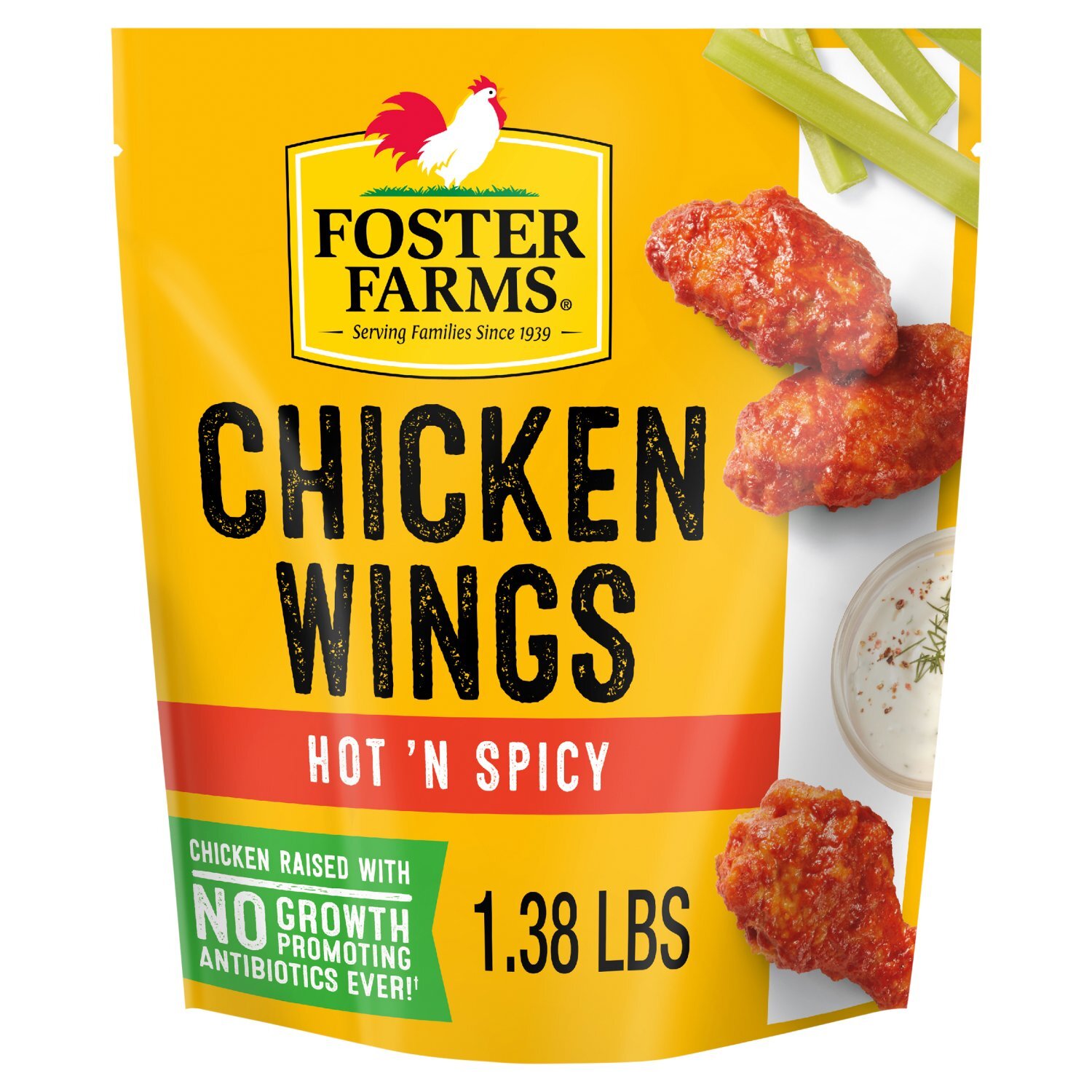 Foster Farms Hot & Spicy Chicken Wings, Frozen - 22 oz Image 1 of 9