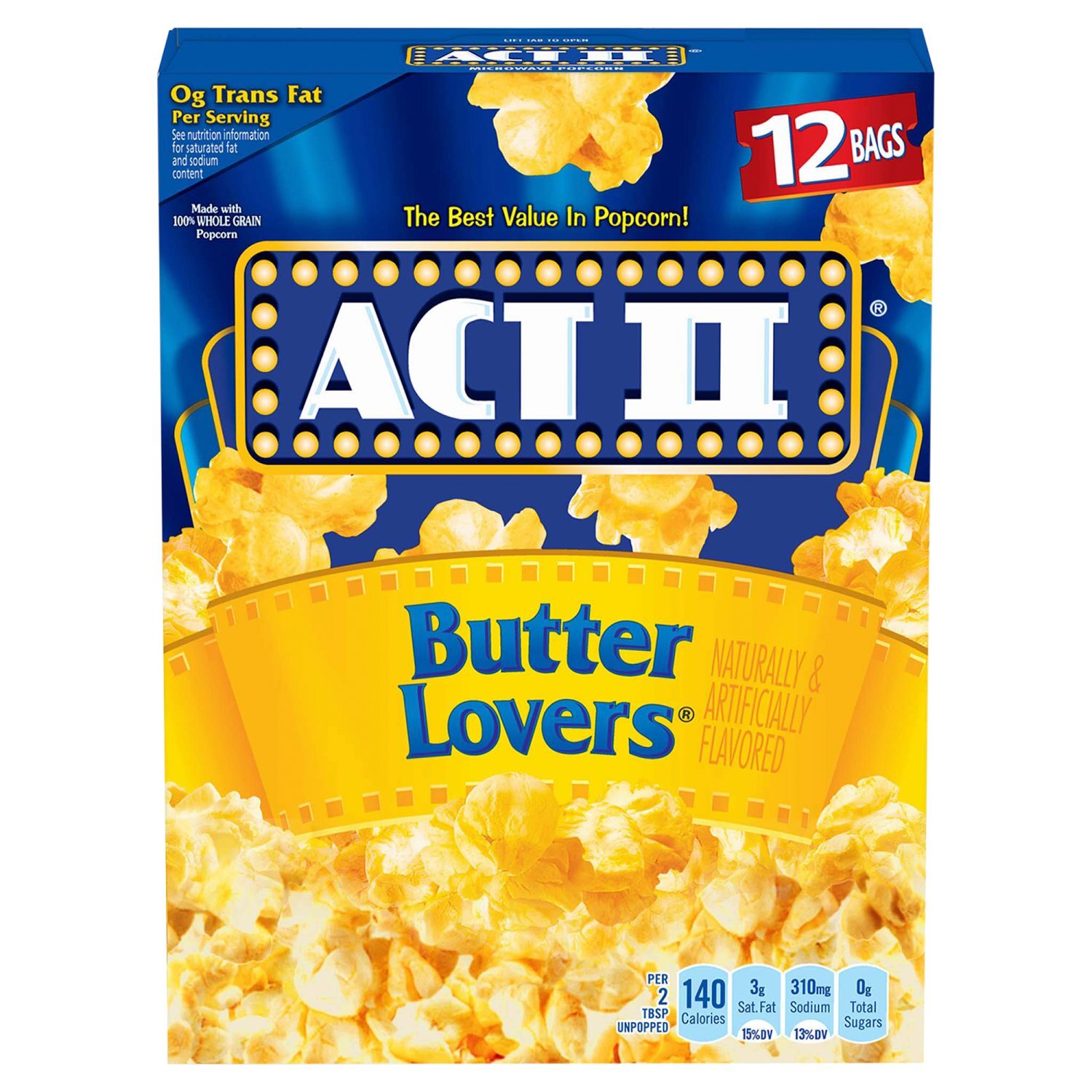 Act II Butter Lovers Microwave Popcorn, 2.75 oz, 12 count Image 1 of 9
