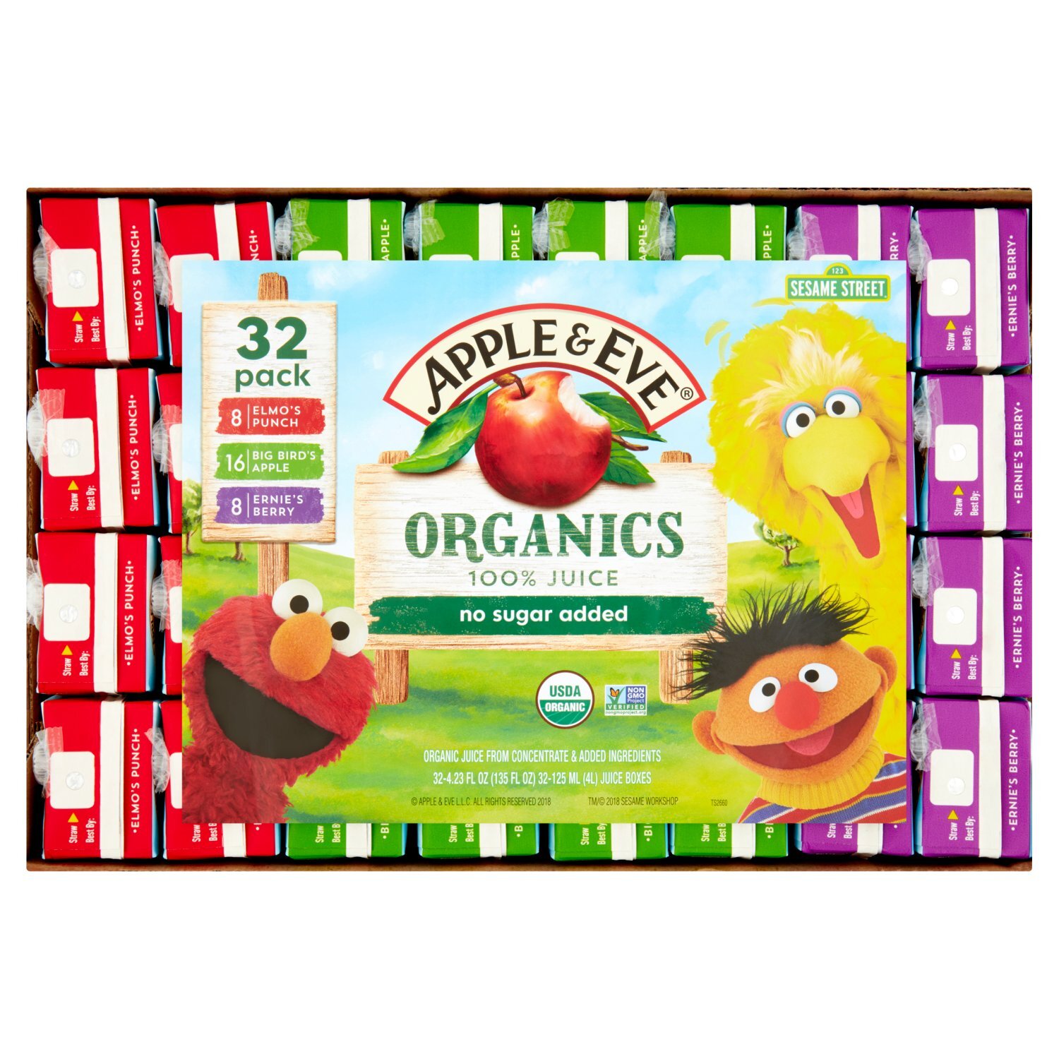 Apple & Eve Organics Elmo's Punch, Big Bird's Apple, Ernie's Berry