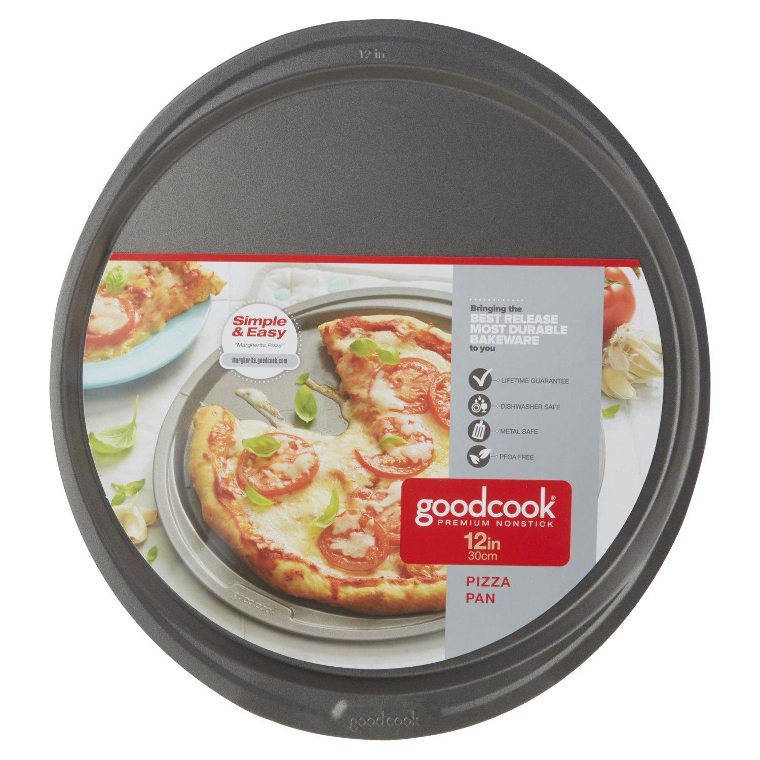 GoodCook Nonstick Steel 12" Pizza Pan, Grey Image 1 of 3