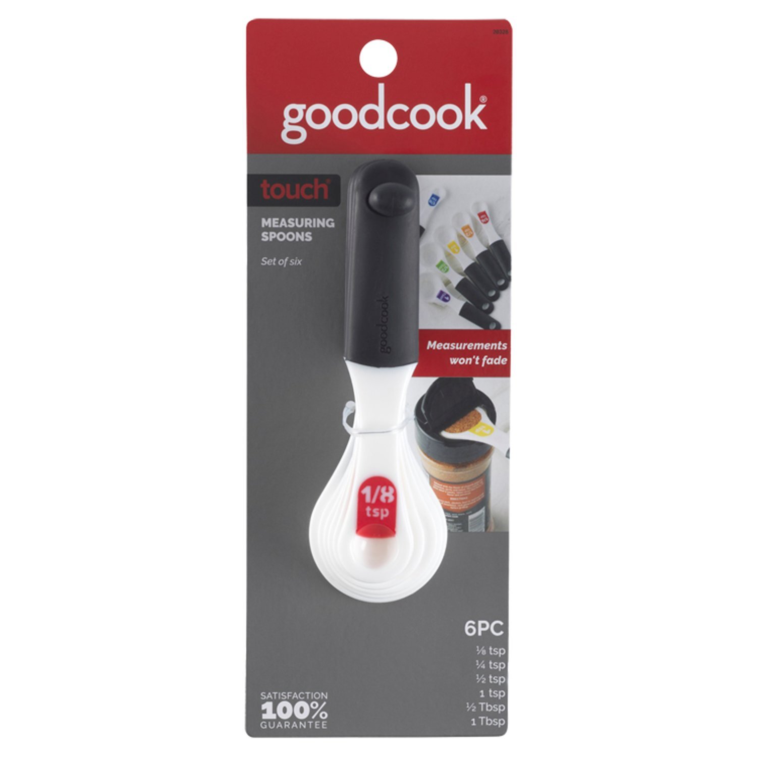 GoodCook Touch 6-Piece Measuring Spoon Set, White/Multicolor Image 1 of 6
