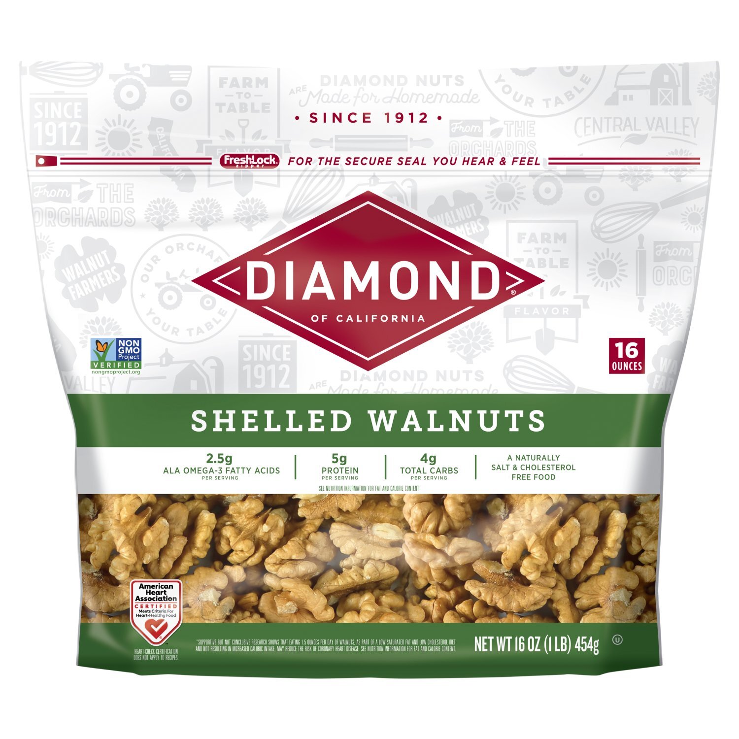 Diamond of California Shelled Walnuts, 16 oz Image 1 of 5