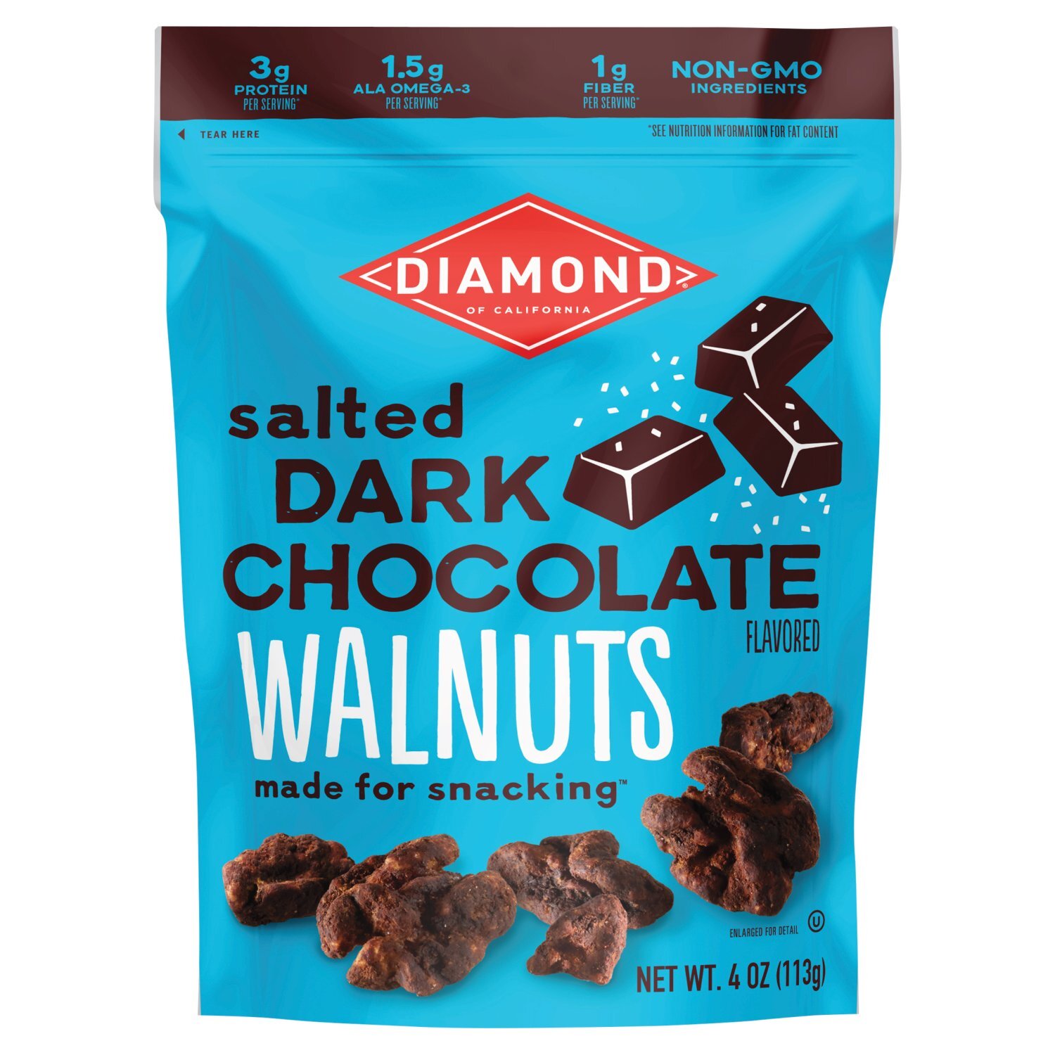 Diamond of California Salted Dark Chocolate Flavored Walnuts, 4 oz Image 1 of 4