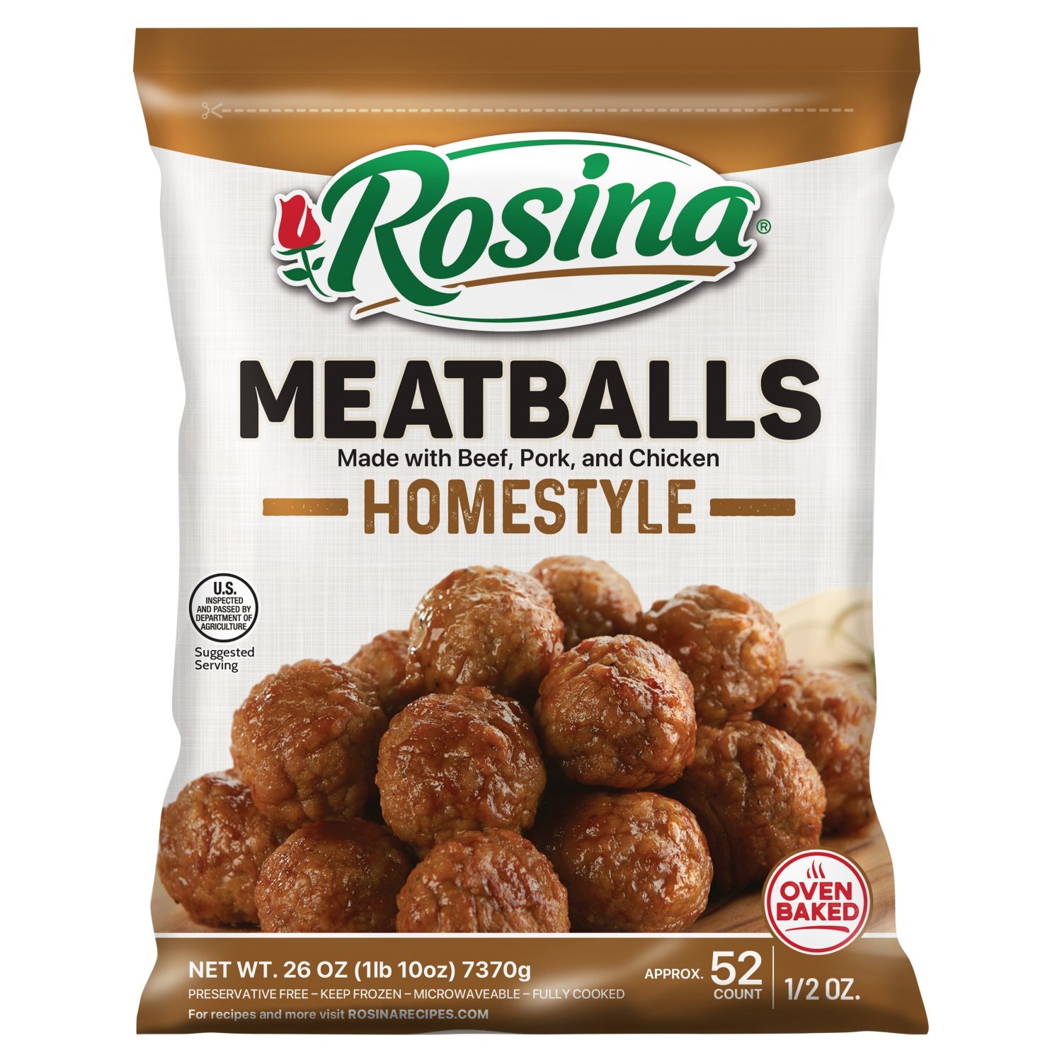 Rosina Homestyle Meatballs, 52 count, 26 oz Image 1 of 5