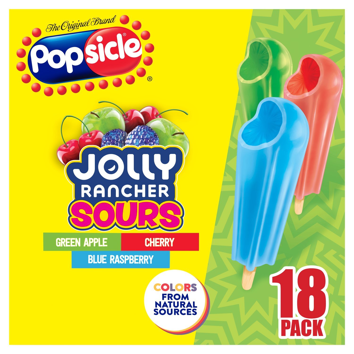 Popsicle Jolly Rancher Sours Ice Pops, 18 count, 29.7 fl oz Image 1 of 10