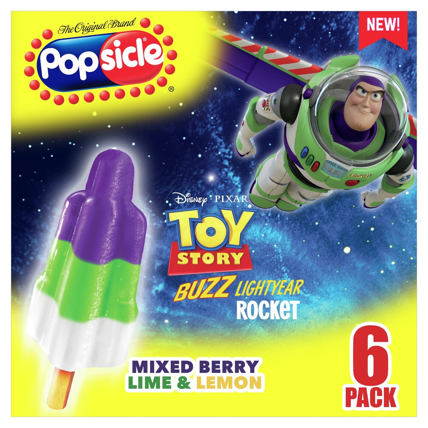 Popsicle Disney-Pixar Toy Story Mixed Berry Lime & Lemon Ice Pops, 6 count, 10.96 fl oz Image 1 of 13