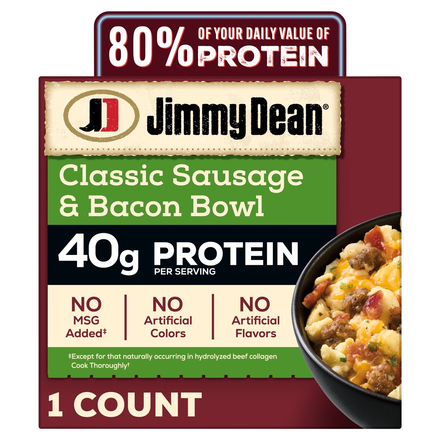Jimmy Dean® Protein Breakfast Bowl Classic Sausage Bacon Scrambled Egg Frozen - 7.25 oz Image 1 of 17