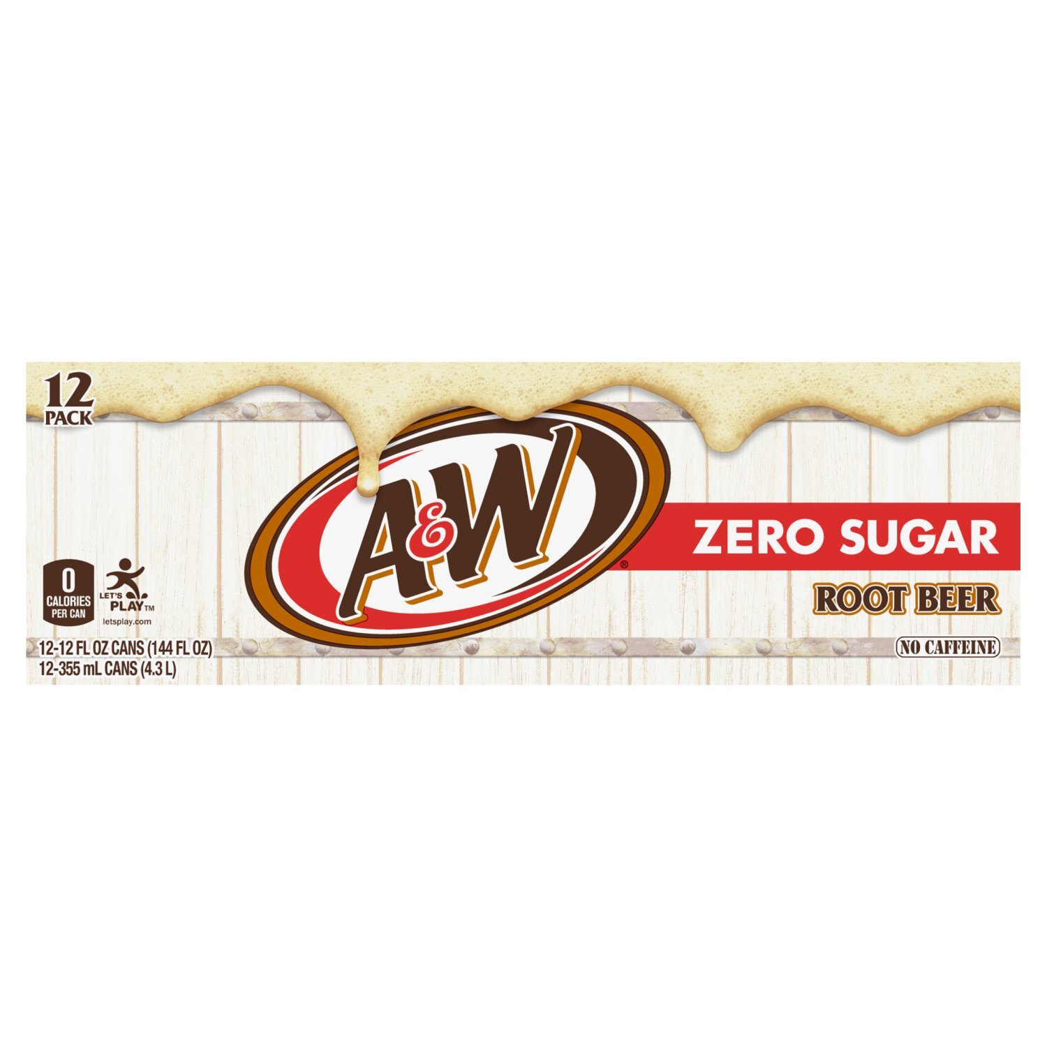 A&W Zero Sugar Root Beer, 12 fl oz, 12 count Image 1 of 7