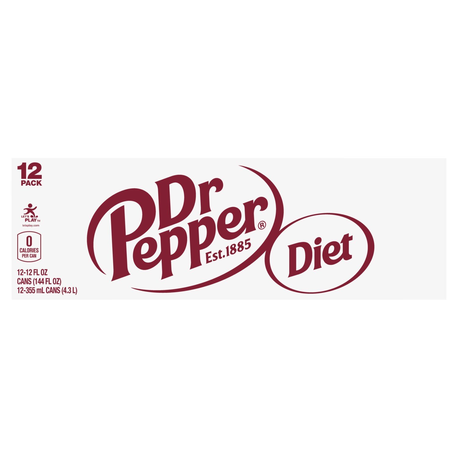 Dr Pepper Diet Soda, 12 fl oz, 12 count Image 1 of 7