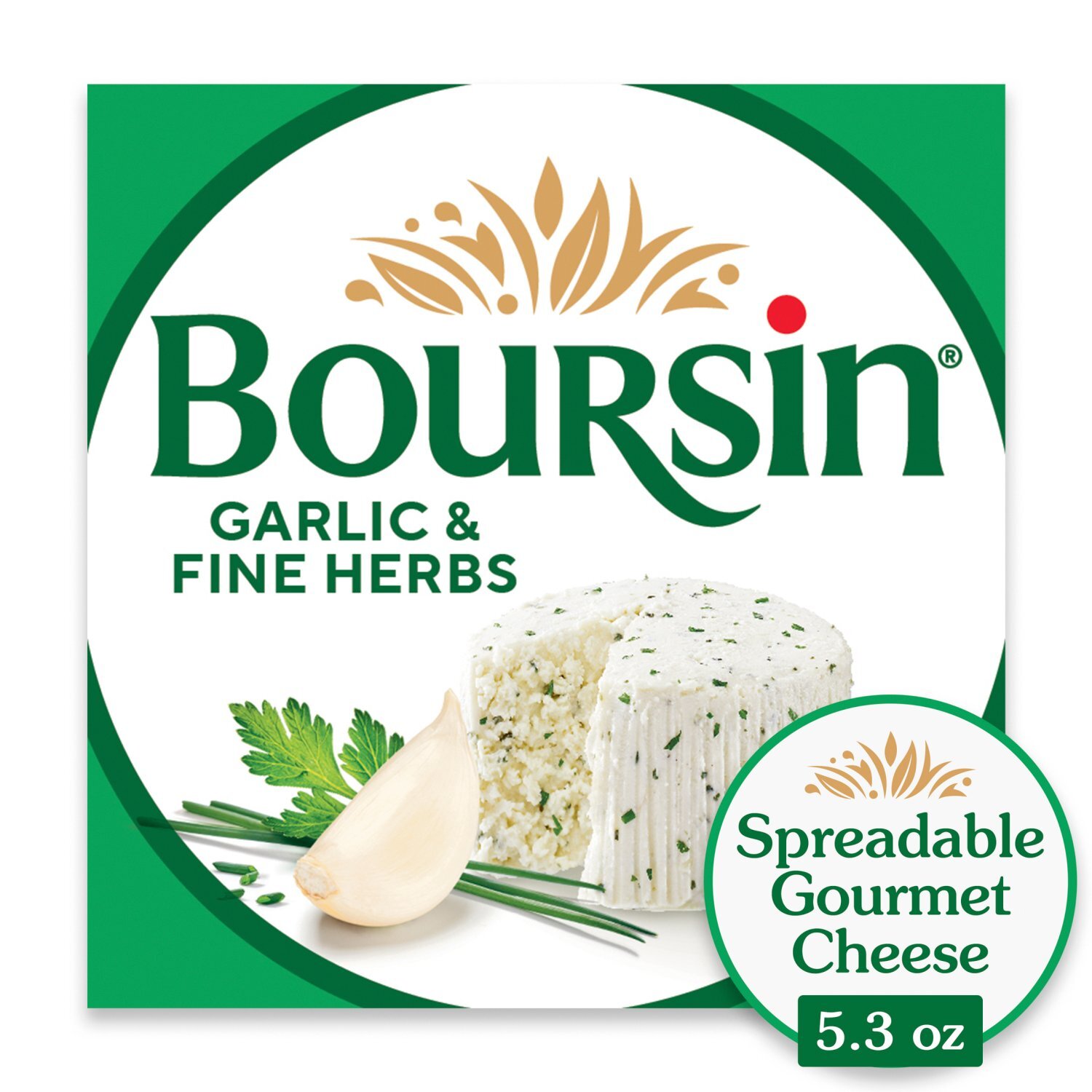 Boursin Garlic & Fine Herbs Spreadable Gourmet Cheese, 5.3 oz Image 1 of 13