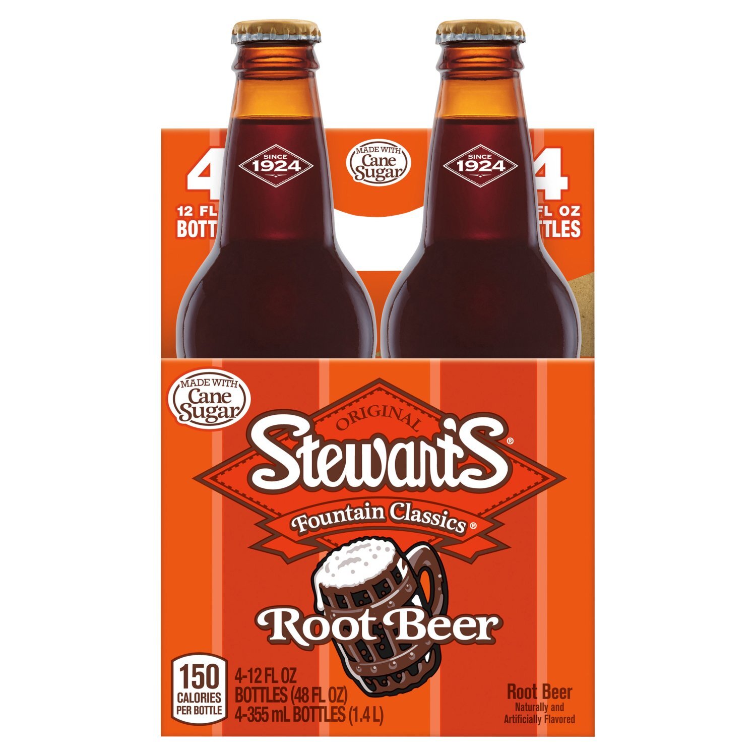 Stewart's Fountain Classics Original Root Beer, 12 fl oz, 4 count Image 1 of 7