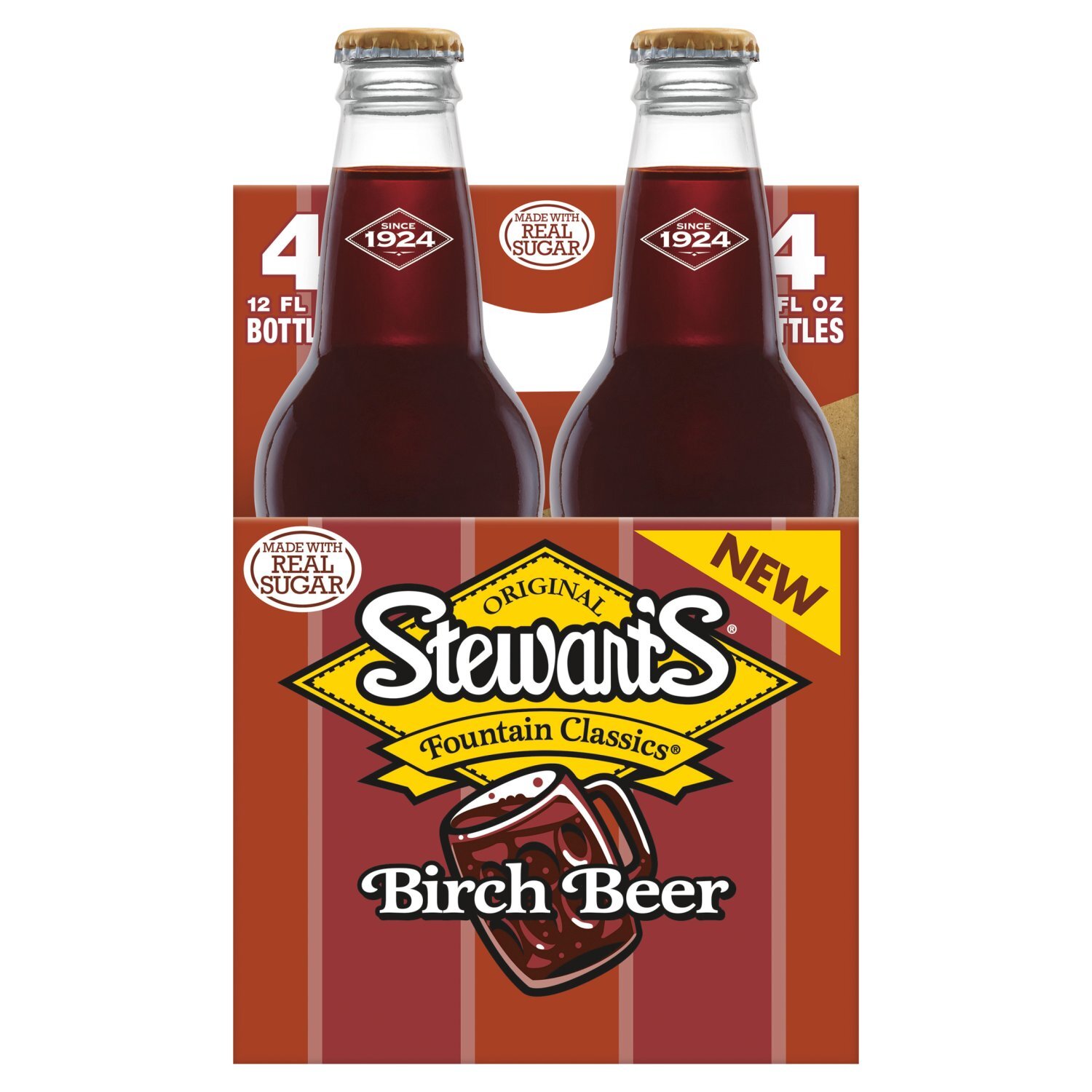 Stewart's Fountain Classics Original Birch Beer Soda, 12 fl oz, 4 count Image 1 of 6