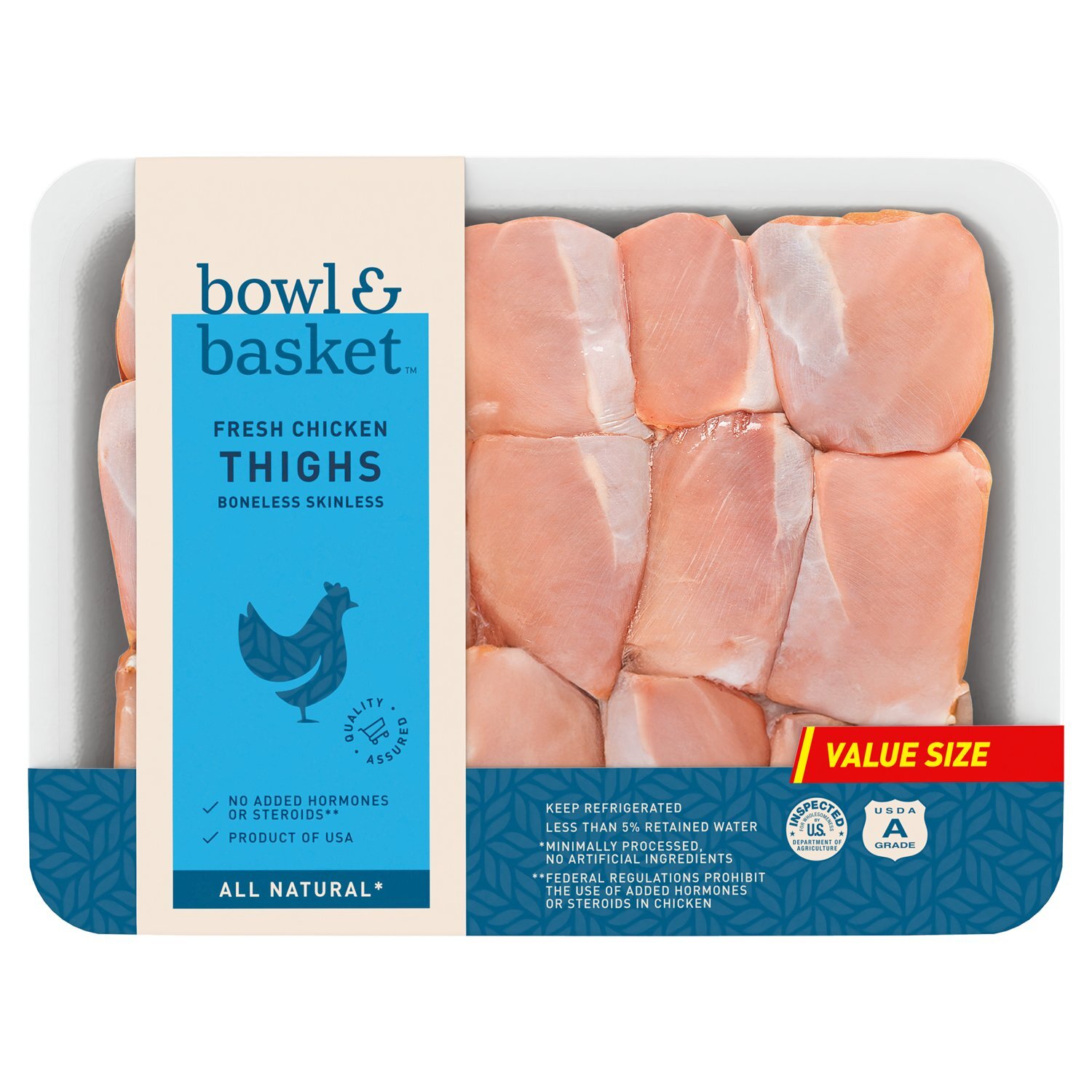 Bowl & Basket Boneless Skinless Fresh Chicken Thighs Value Size Image 1 of 3