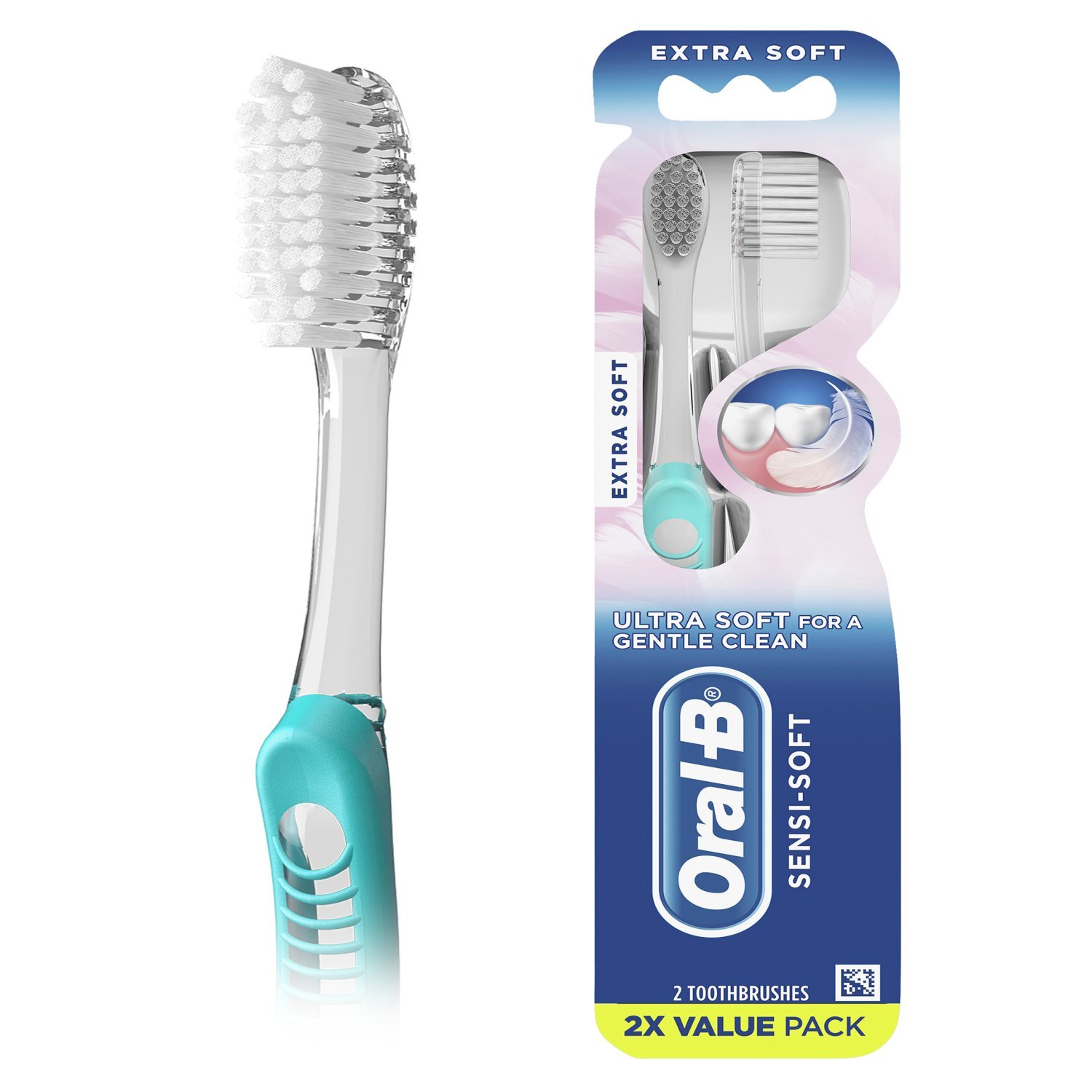 Oral-B Sensi-Soft Extra Soft Toothbrushes, Value Pack, 2 count Image 1 of 9