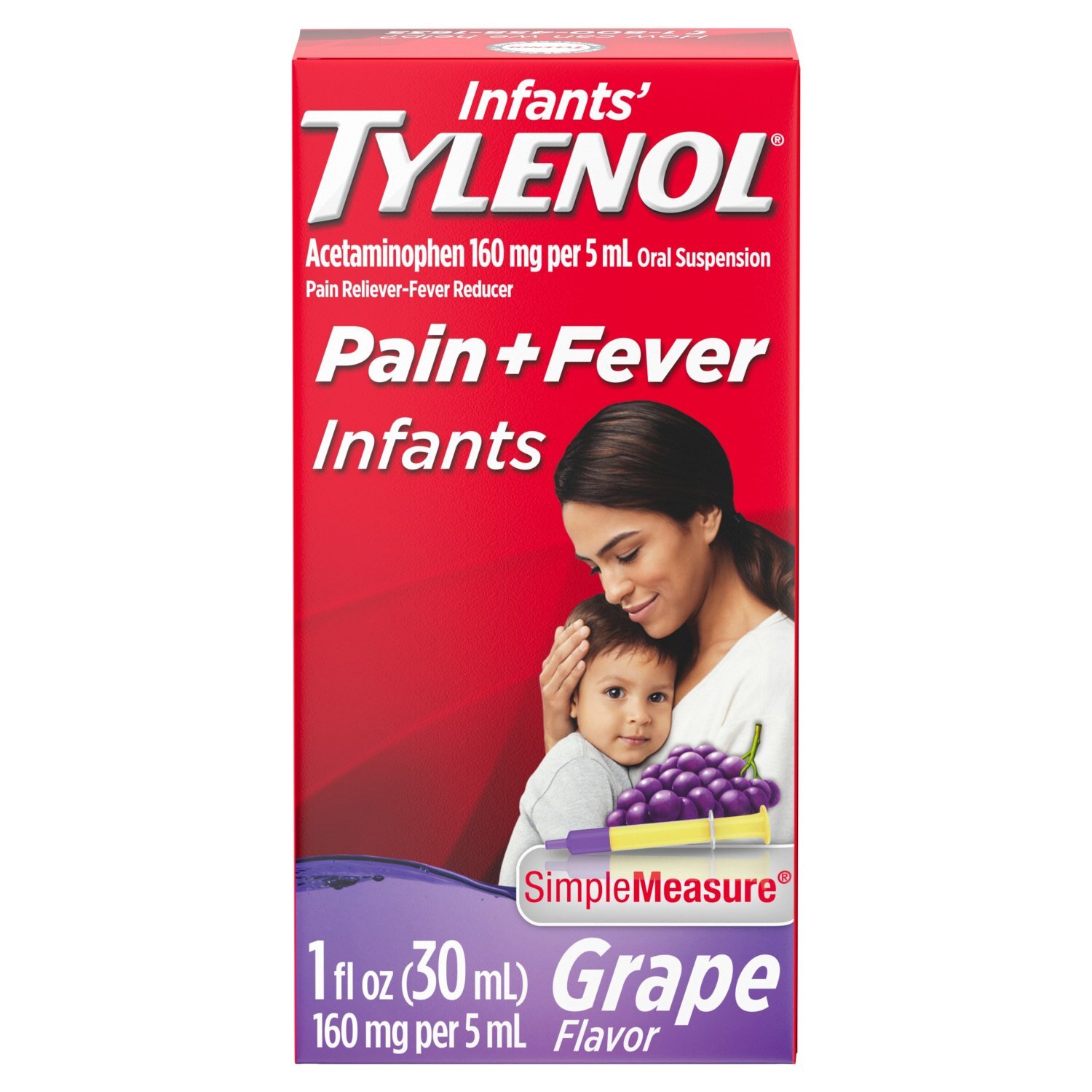 Tylenol Infants' Grape Flavor Pain + Fever Liquid, 1 fl oz Image 1 of 10
