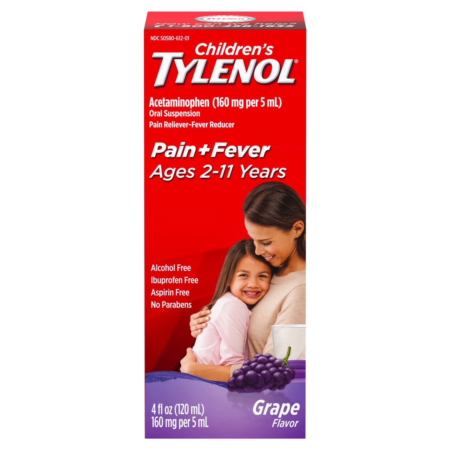 Children's Tylenol Grape Flavor Pain + Fever Oral Suspension, Ages 2-11 Years, 4 fl oz Image 1 of 8