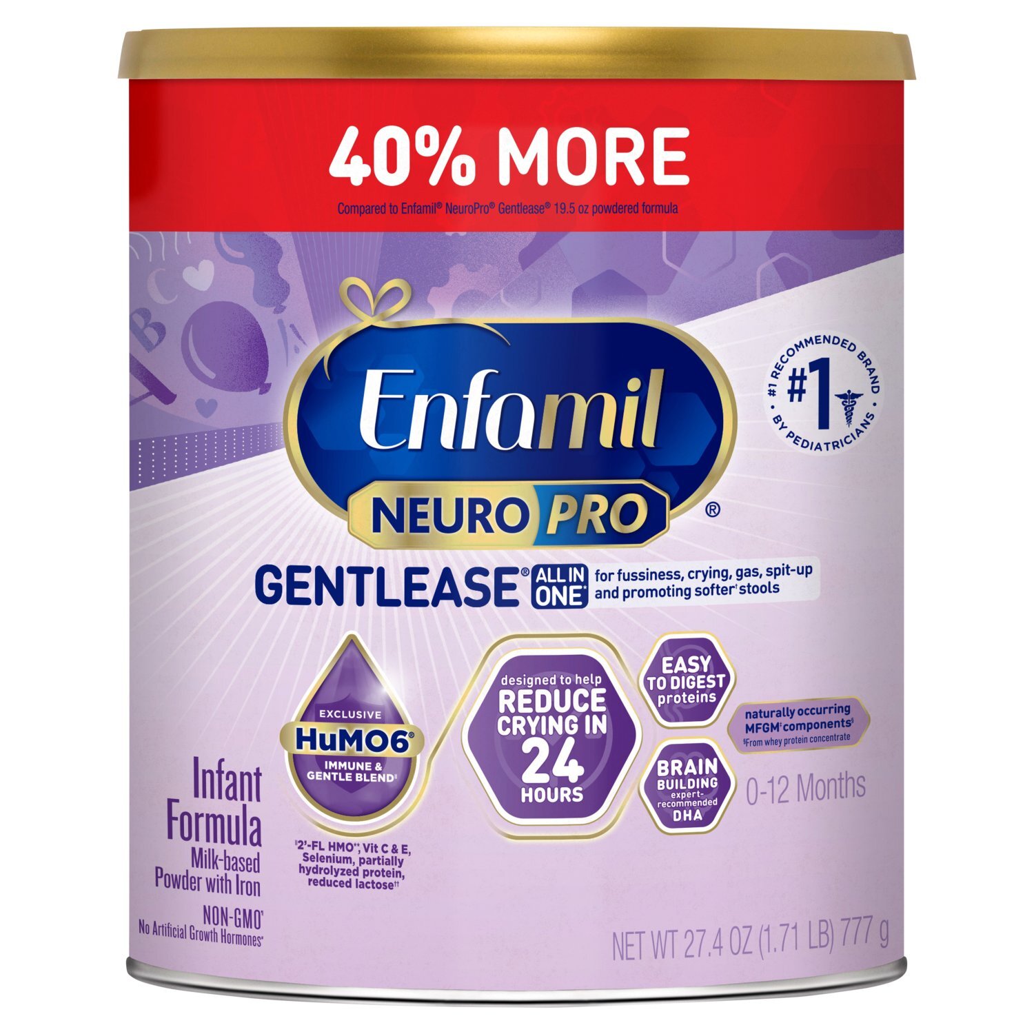 Enfamil NeuroPro Gentlease Baby Formula, Reduce Fussiness, Crying, Gas & Spit-up in 24 Hrs, 27.4 Oz Image 1 of 12