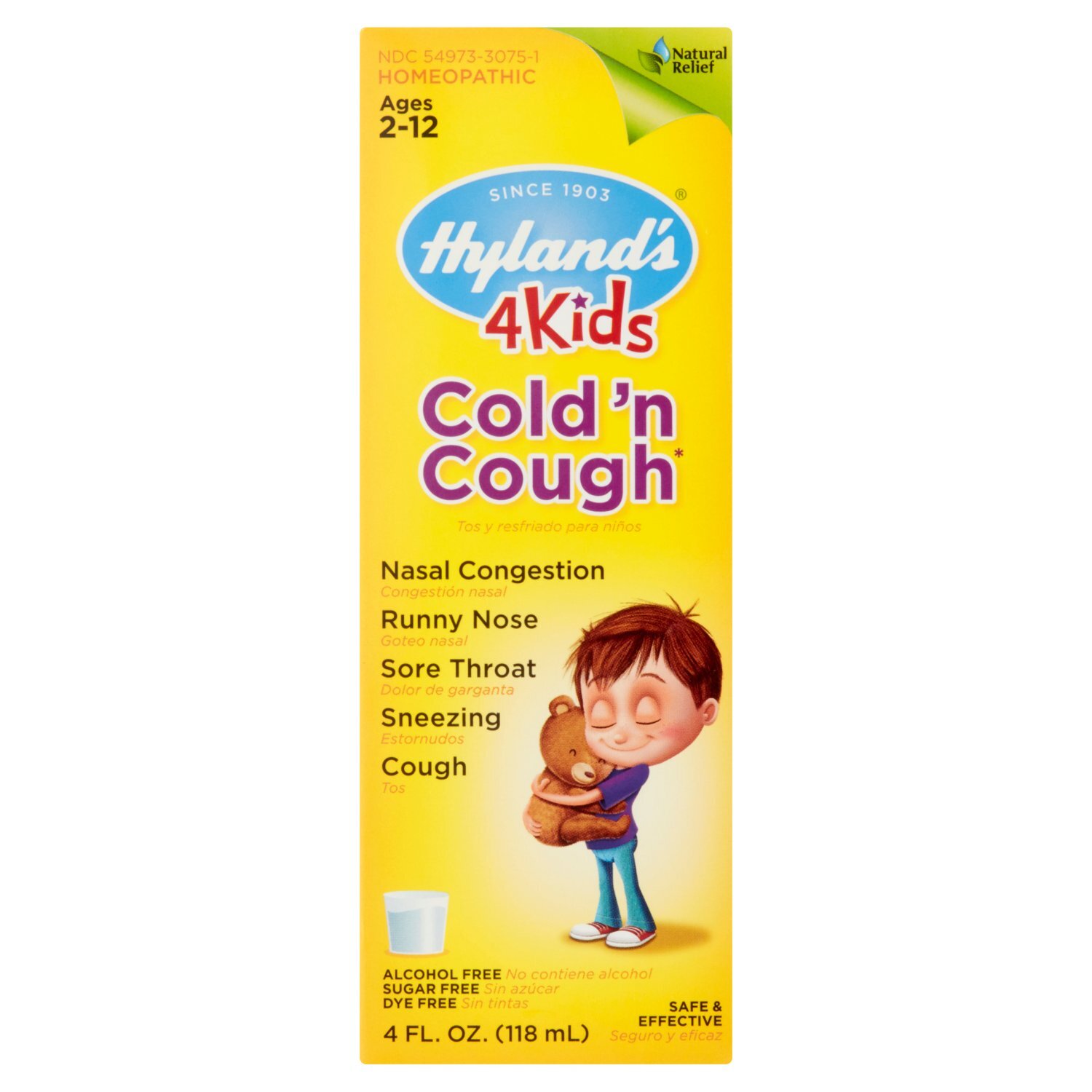 Hyland's 4 Kids Cold 'n Cough Liquid, Ages 2-12, 4 fl oz Image 1 of 5