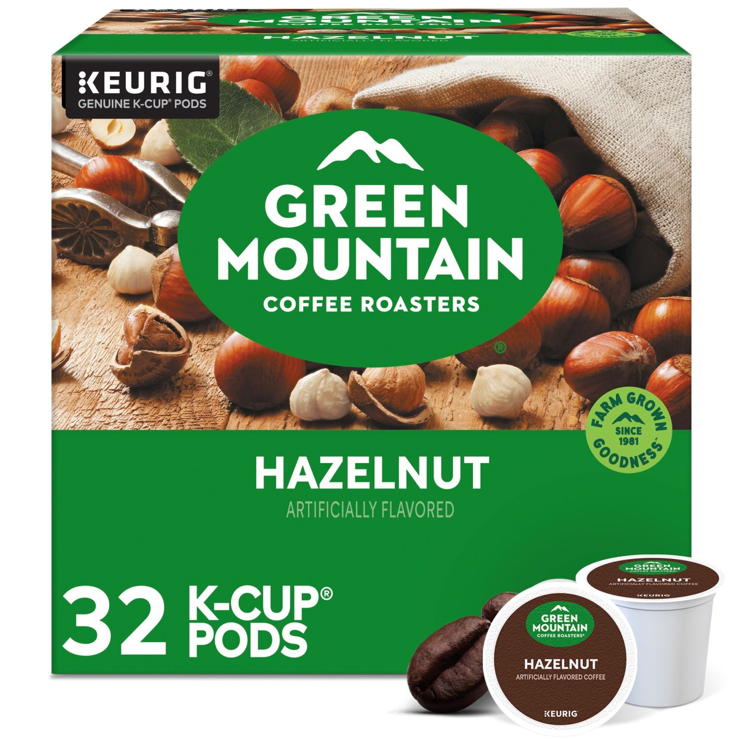 Green Mountain Coffee Roasters Hazelnut Coffee K-Cup Pods Value Раck, 32 count, 10.6 oz Image 1 of 12
