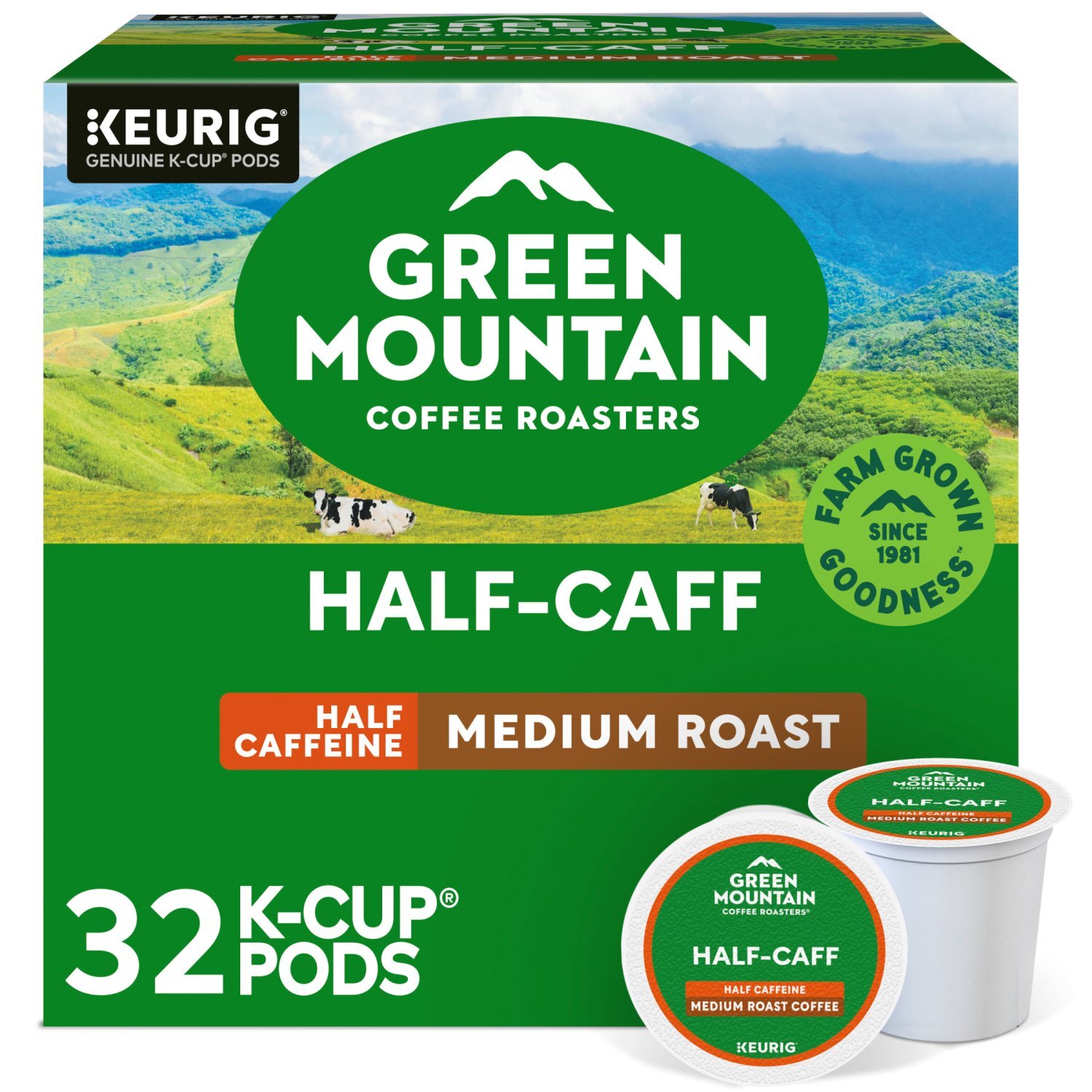 Green Mountain Coffee Roasters Half-Caffeine Coffee K-Cup Pods Value Pack, 32 count, 10.6 oz Image 1 of 12